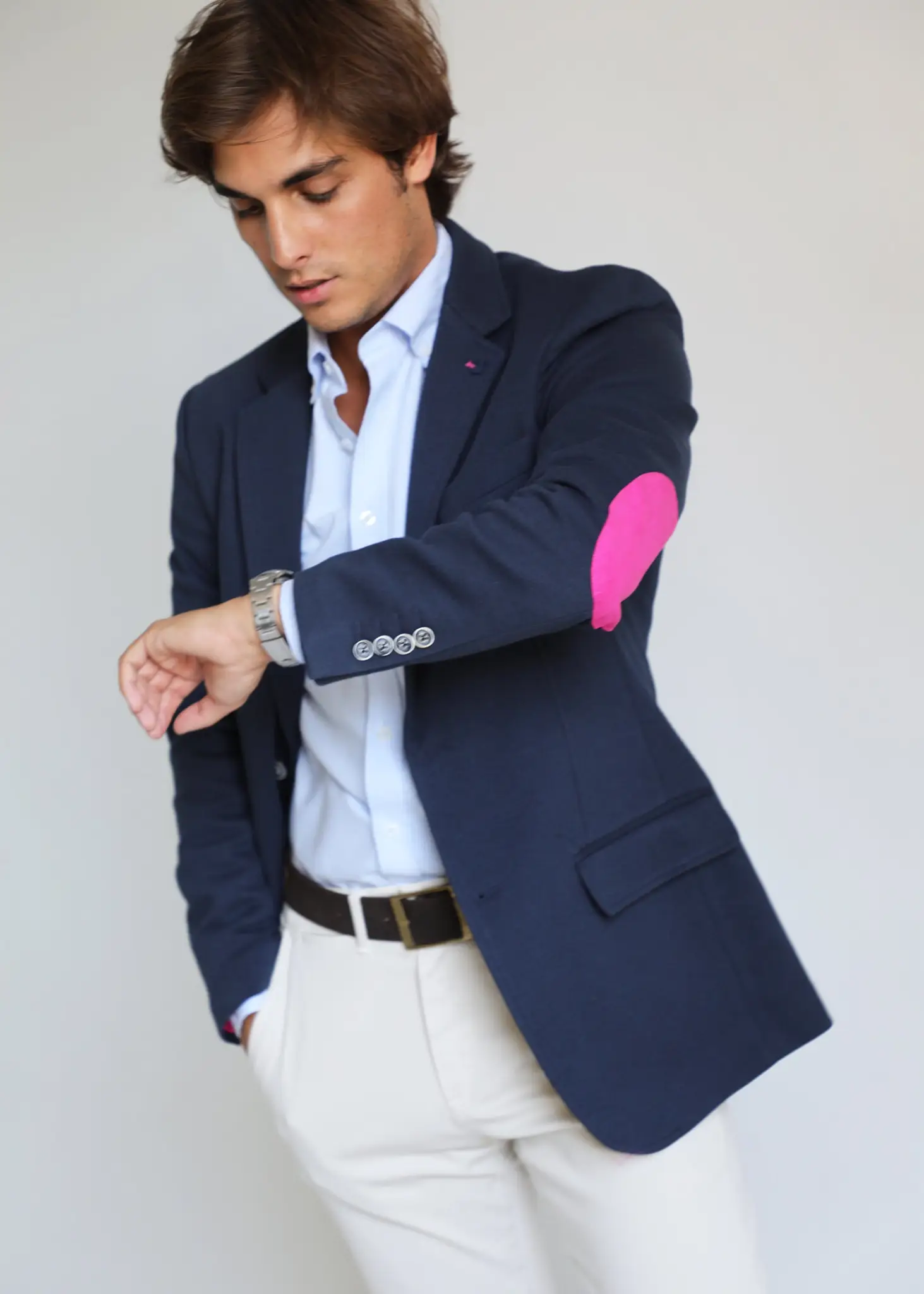 Americana Hombre Azul Coderas Rosas - Image 4