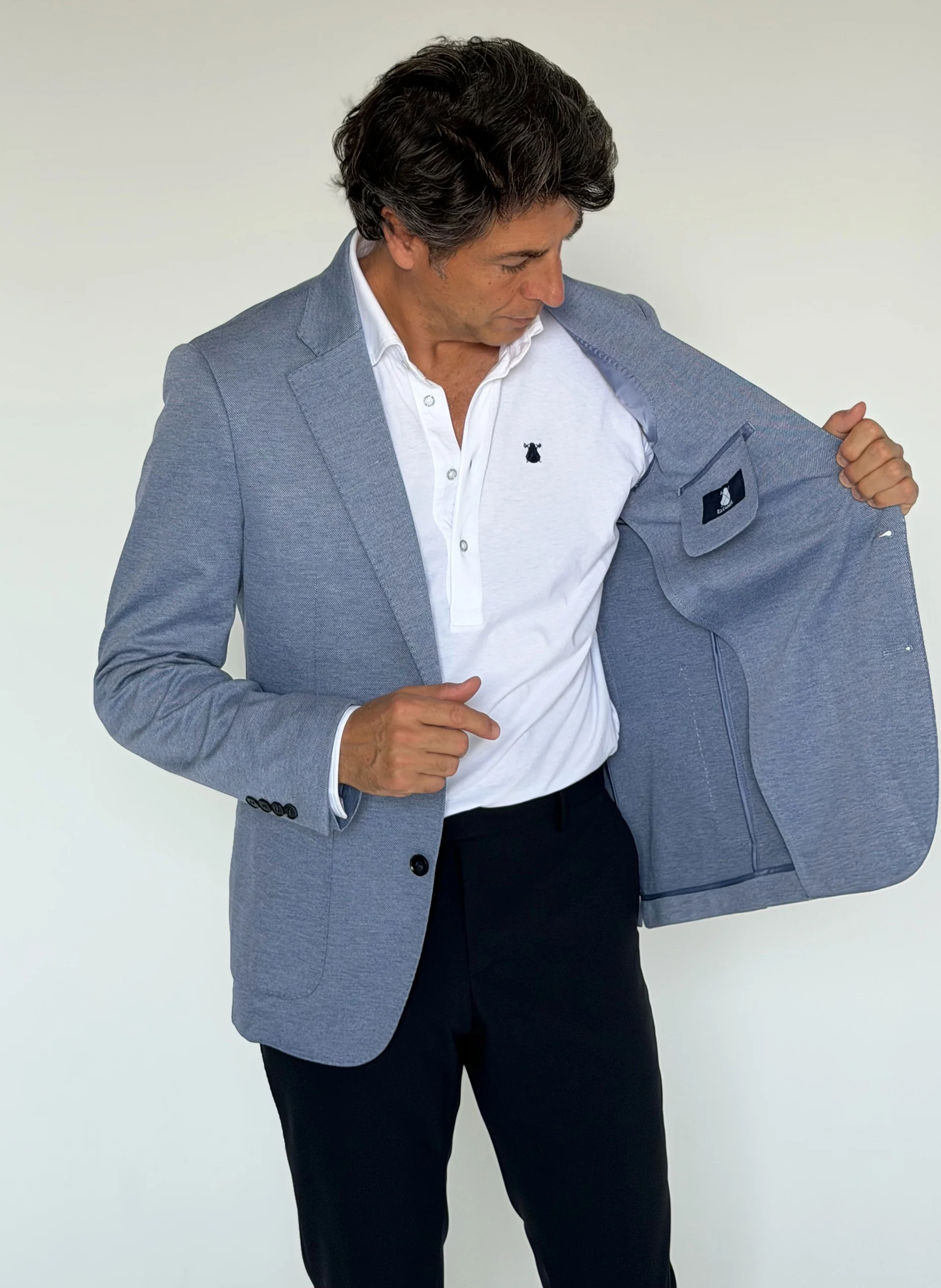 Americana Celeste Piqué Hombre - Image 3