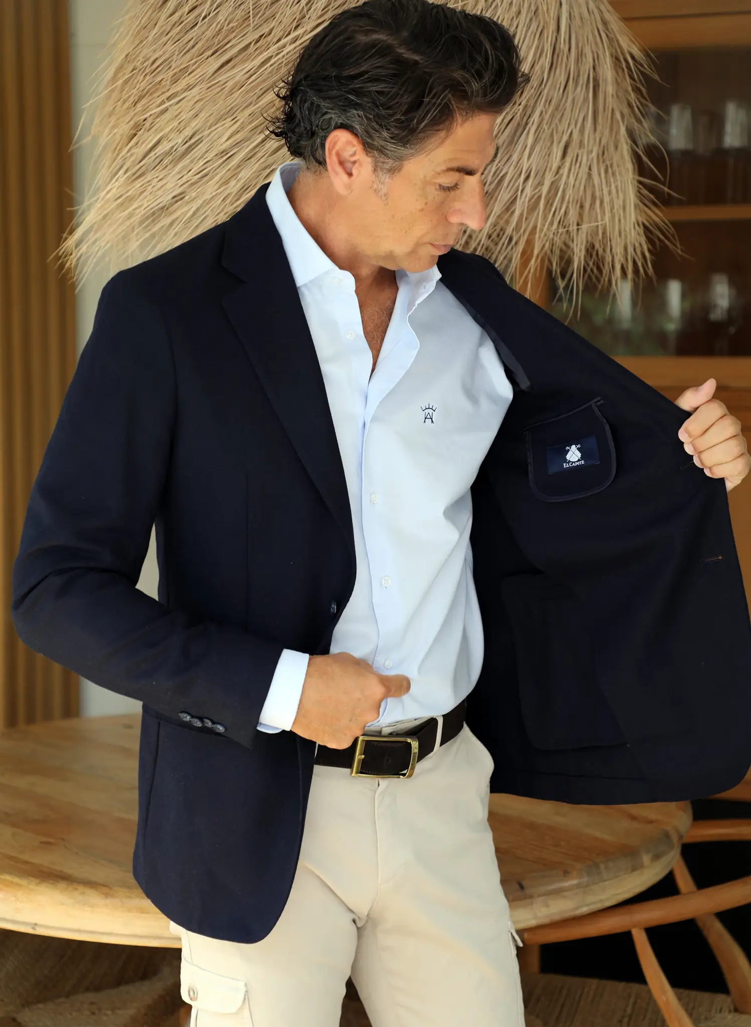 Americana Lana Desestructurada Azul Hombre - Image 4