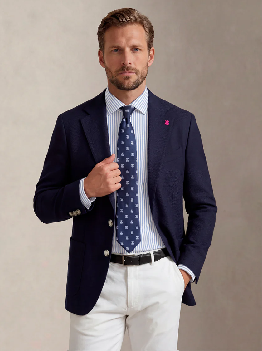 Americana Azul Rejilla Hombre