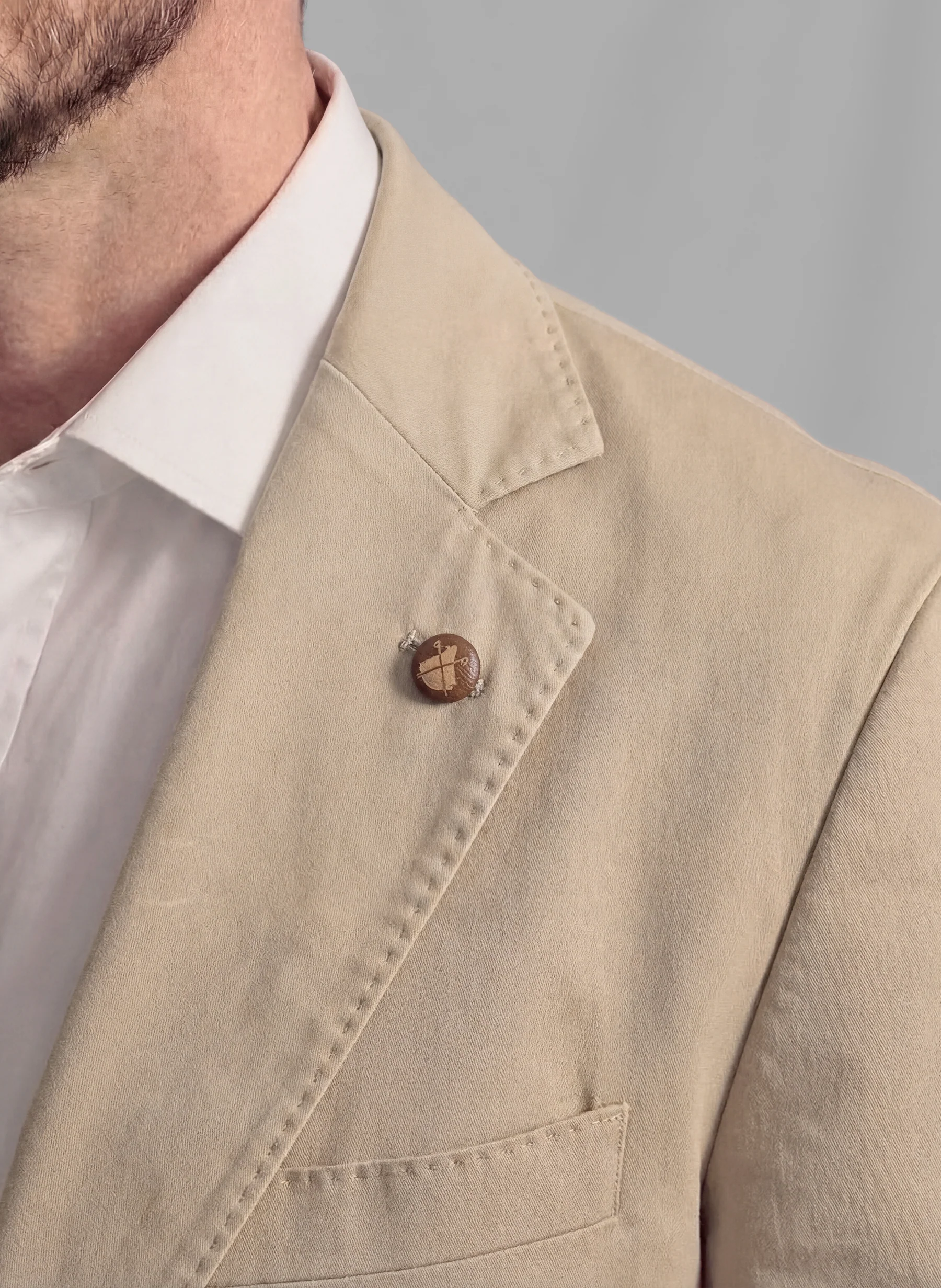 Americana Hombre Beige Algodón - Image 5