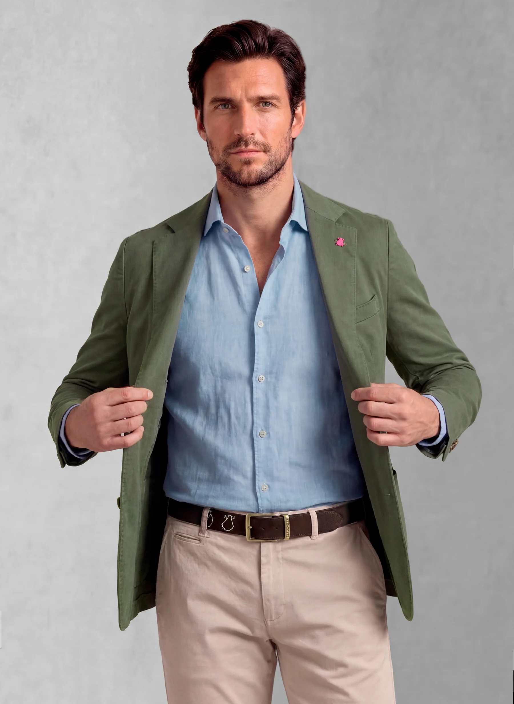Americana Hombre Verde Kaki Algodón - Image 5