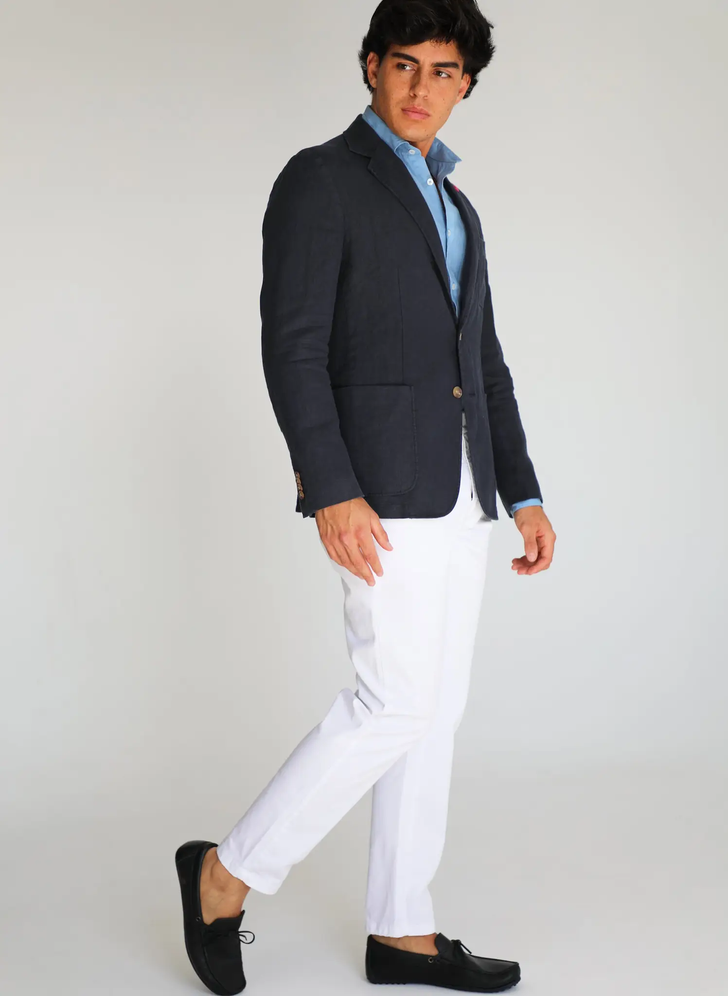 Americana Lino Azul Marino Hombre - Image 3