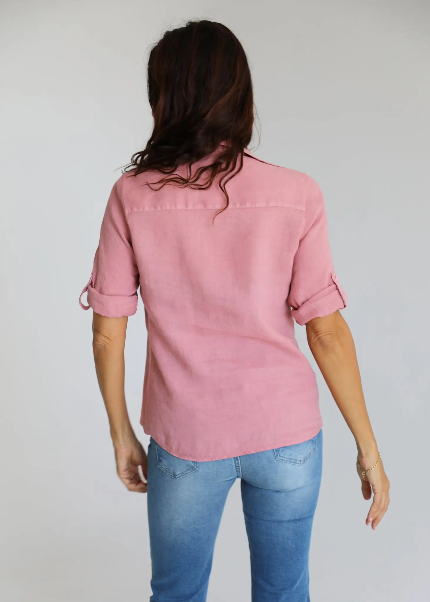 Camisa 100% Lino Berenjena Mujer - Image 4