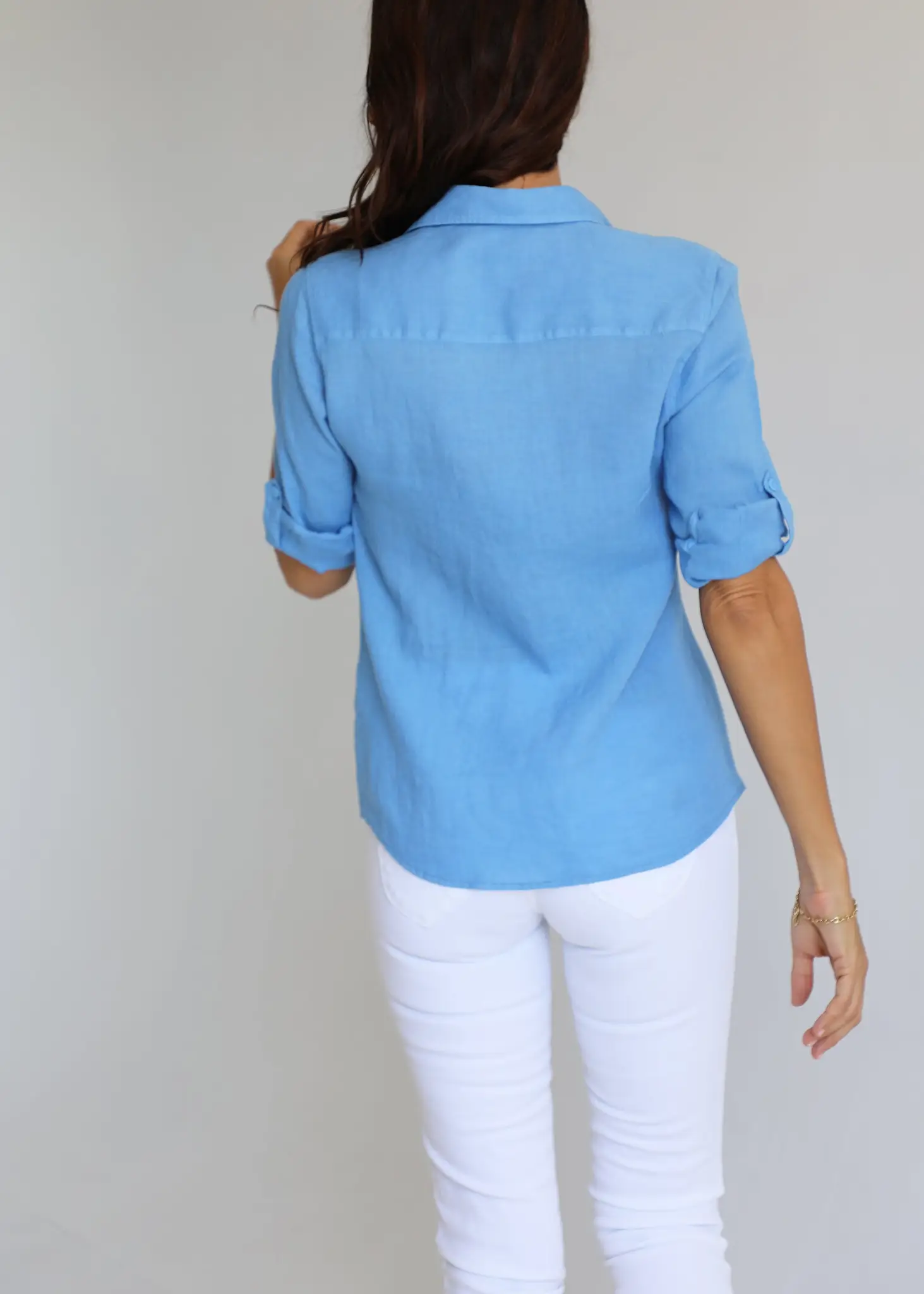 Camisa 100% Lino Azul Añil Mujer - Image 3