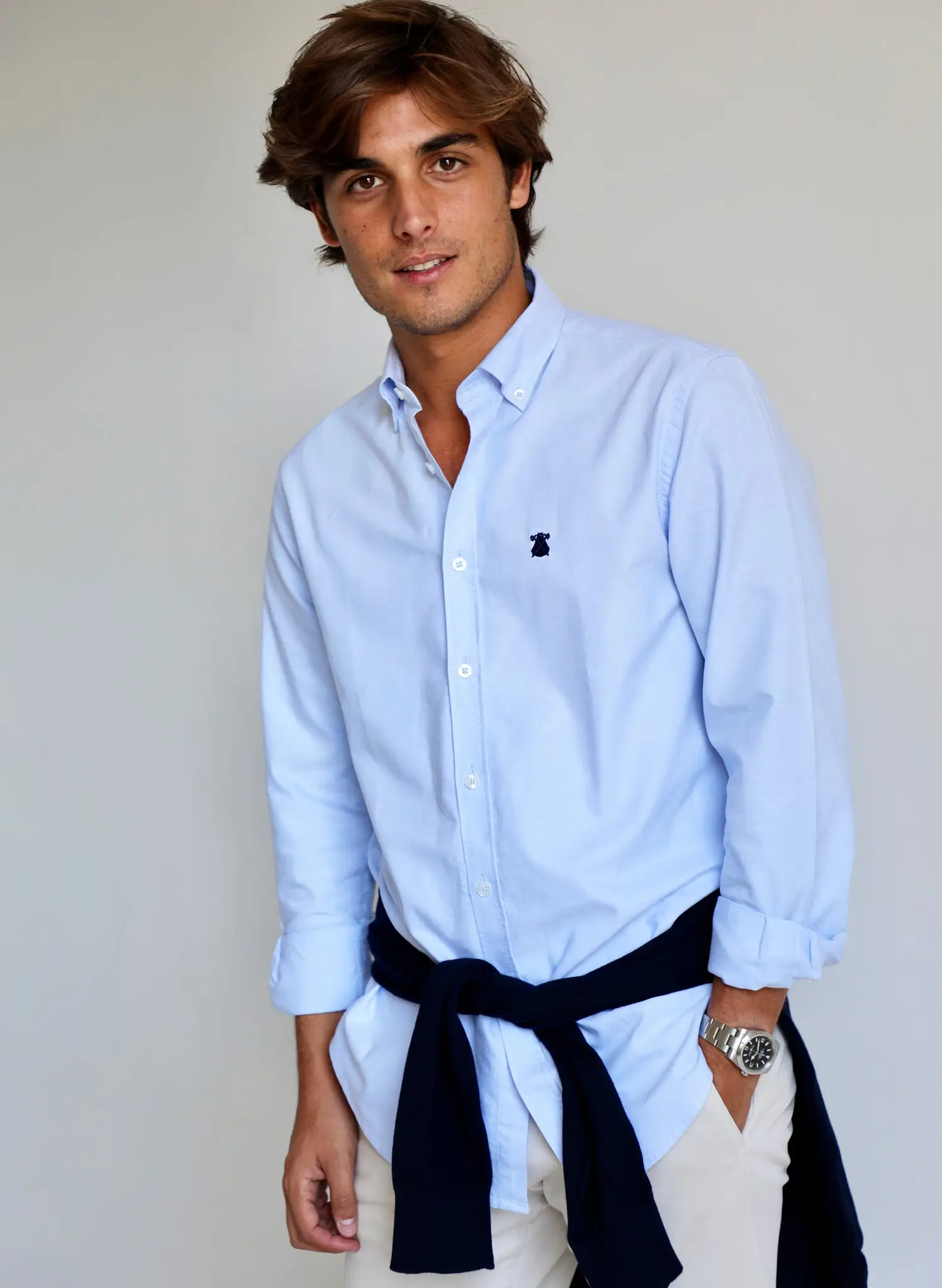 Camisa Azul Oxford Claro Cuello Botón Hombre - Image 4
