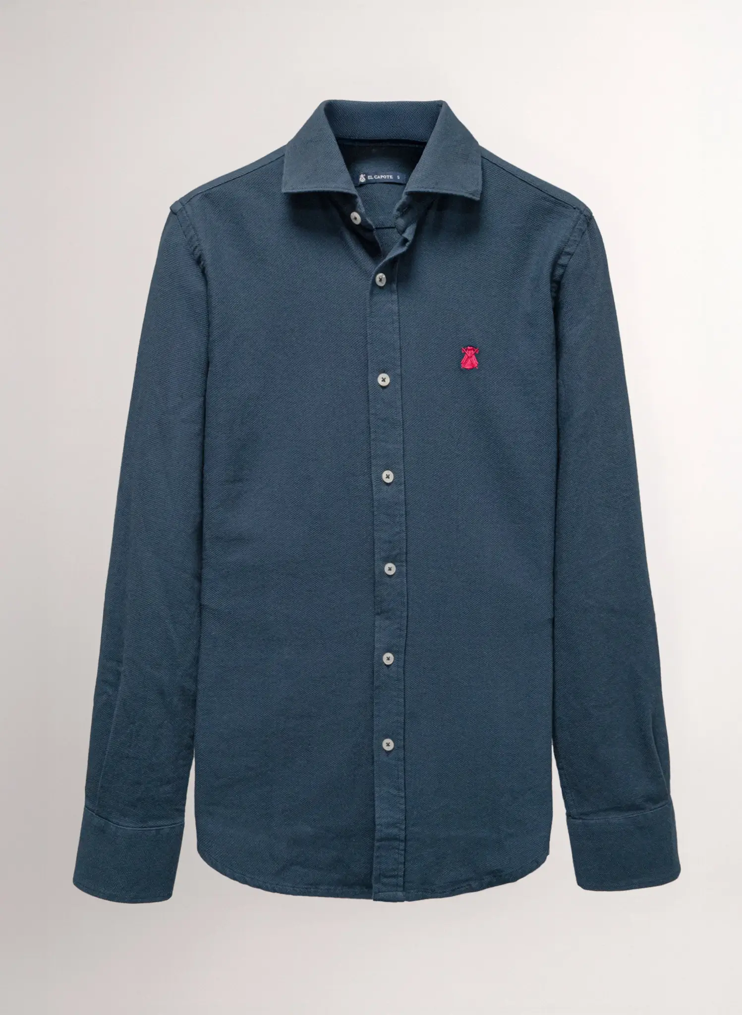 Camisa Azul Grisacea Nido de Abeja Capote Rosa Hombre - Image 2