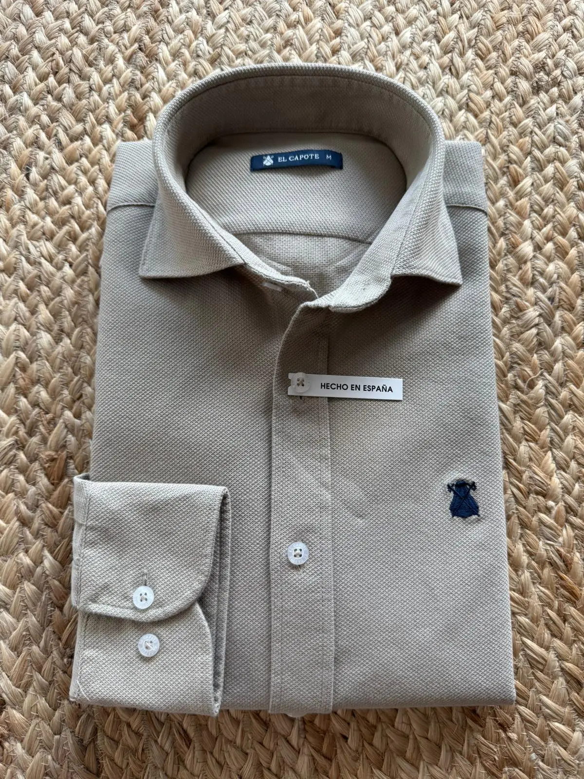 Camisa Camel Nido de Abeja Capote Azul Hombre - Image 5