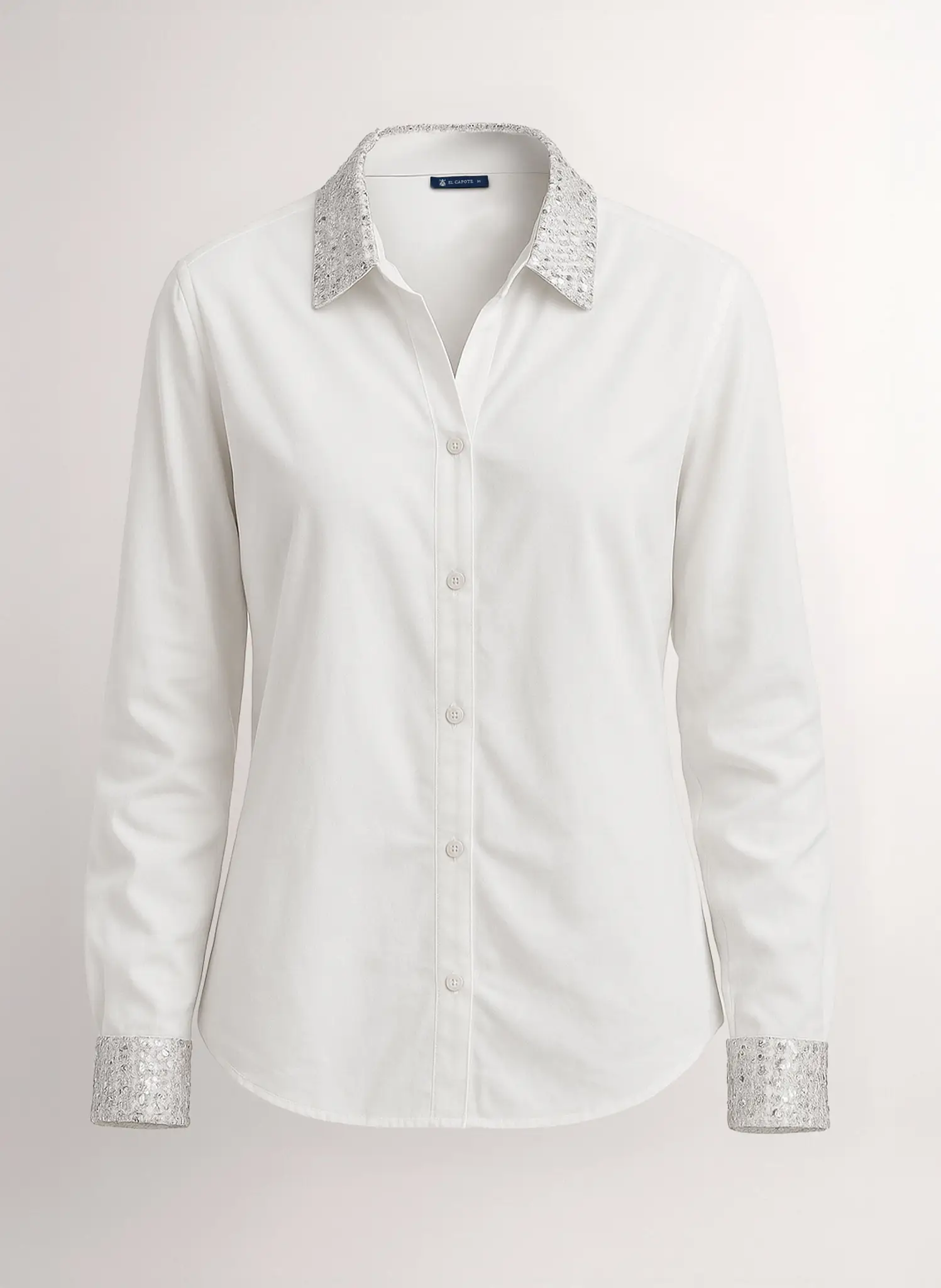 Camisa Blanca Viscosa Lentejuelas Mujer - Image 4