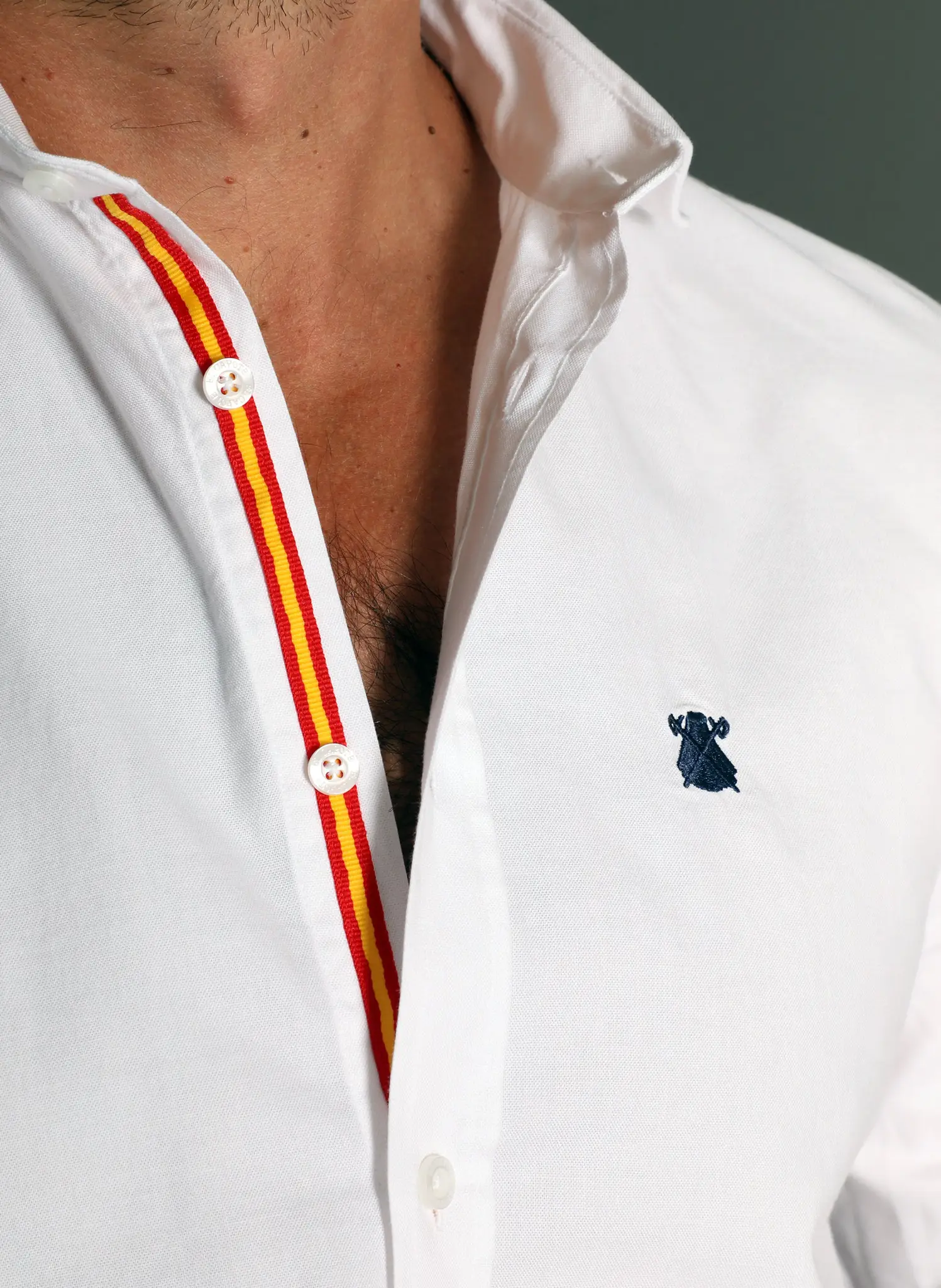 Camisa Blanca Cinta España Cuello Italiano Hombre - Image 2