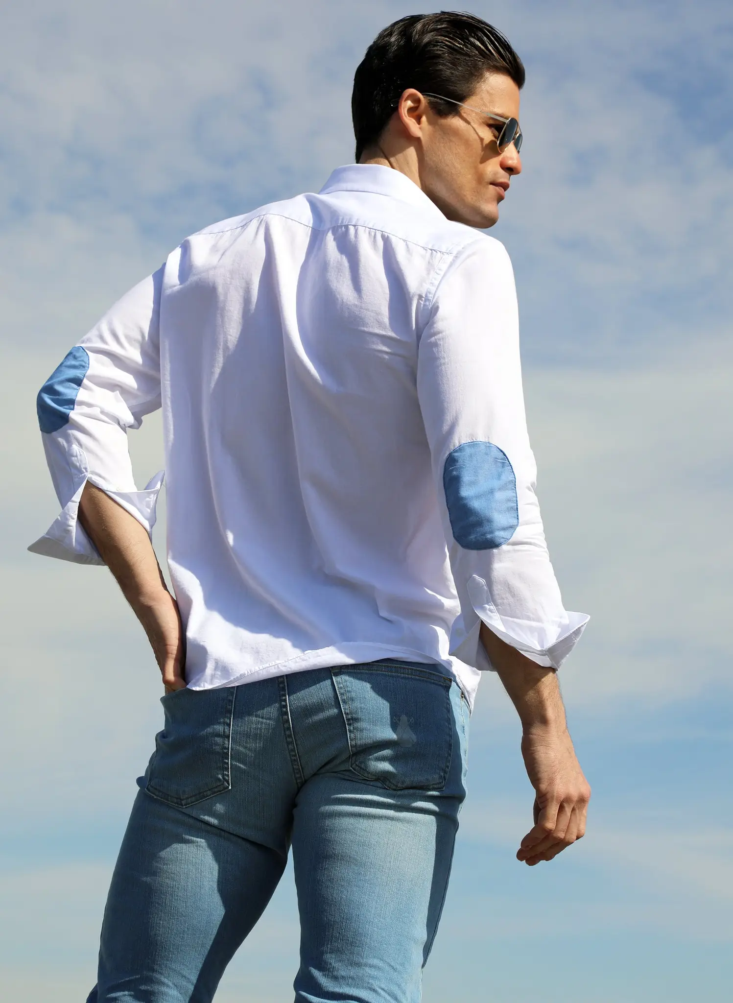 Camisa Blanca Coderas Celeste Hombre - Image 3