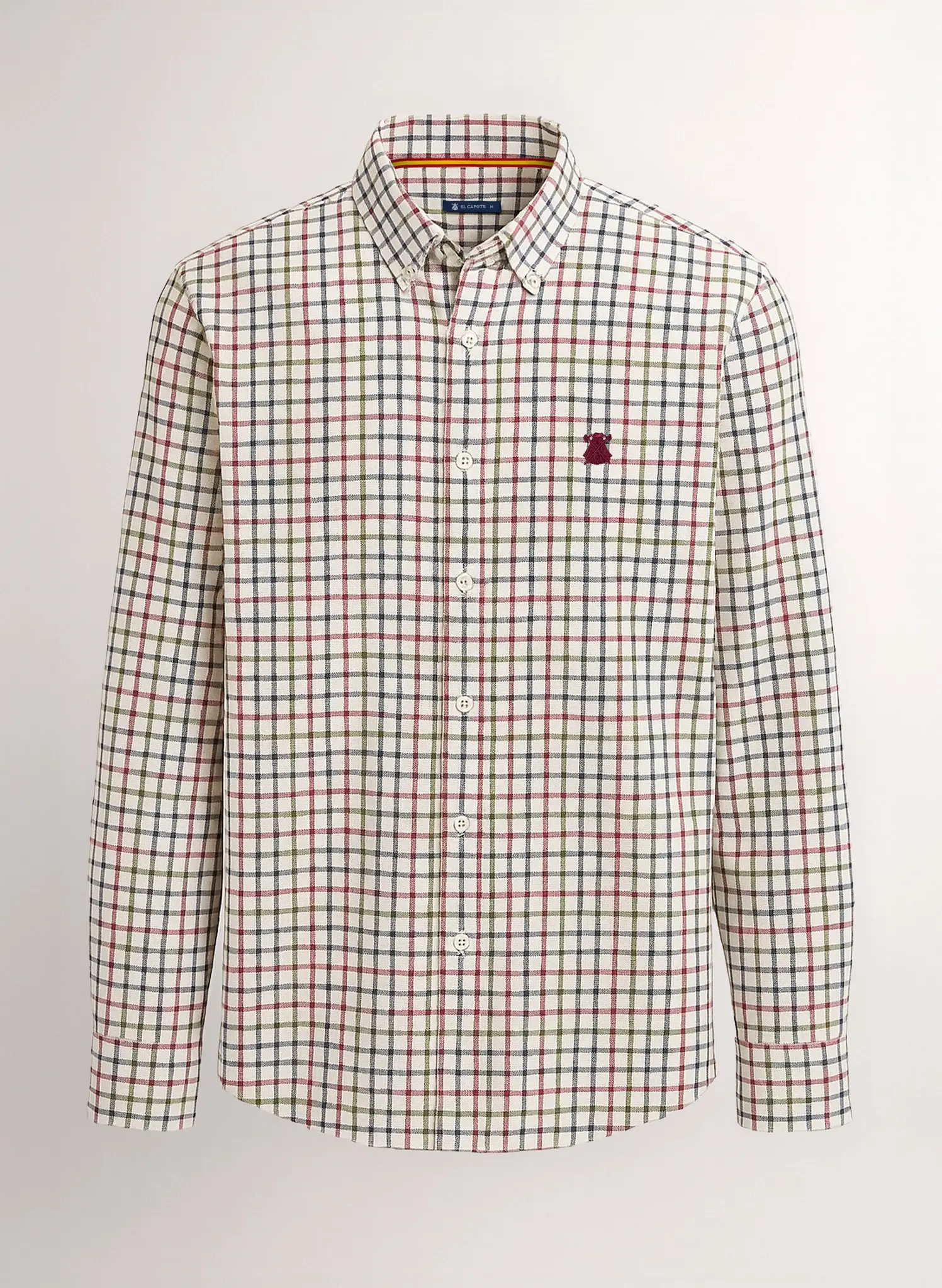 Camisa Cuadros Cinta España Cuello Botón y Bolsillo Hombre - Image 2