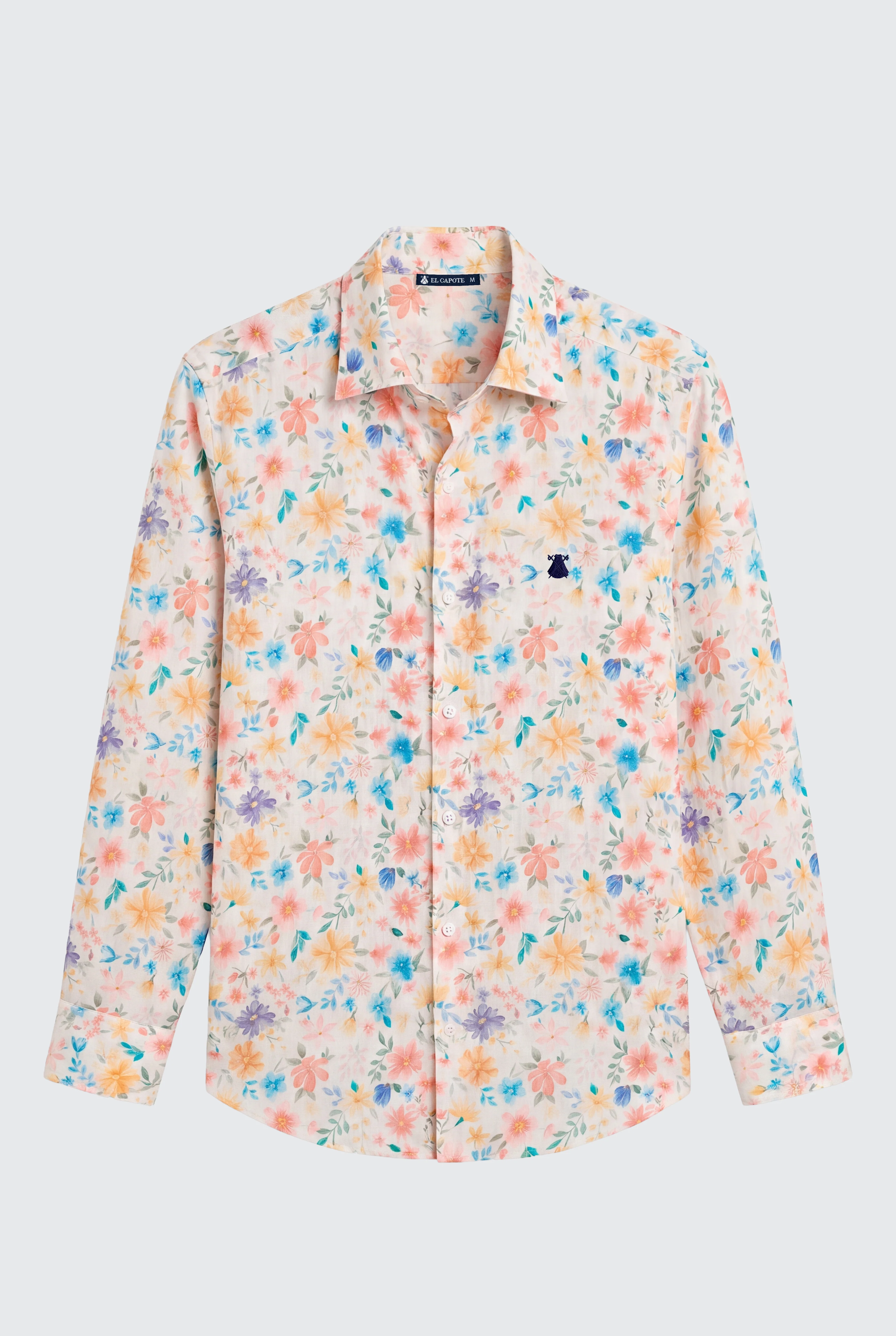 Camisa Blanca Flores Multicolor Hombre - Image 2