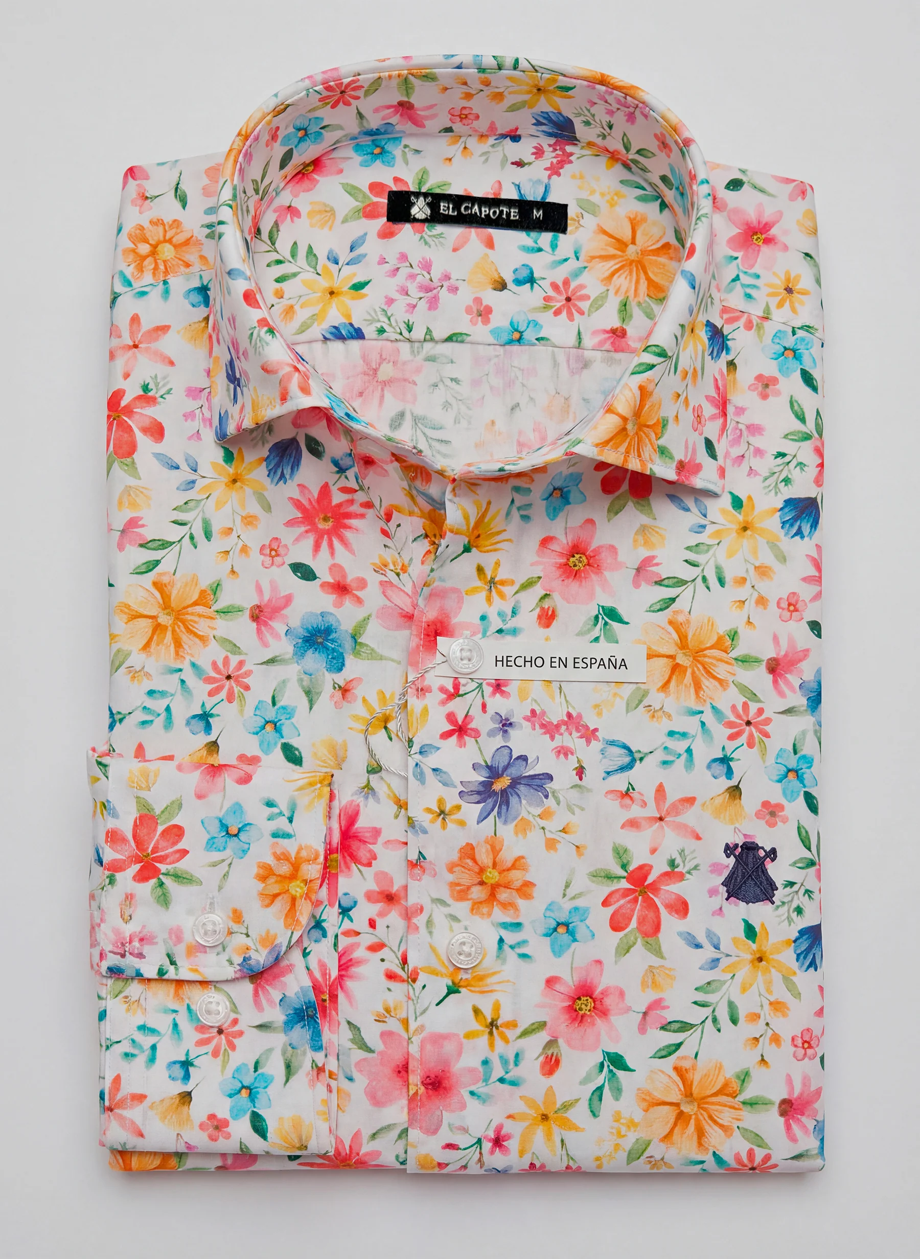 Camisa Blanca Flores Multicolor Hombre - Image 3