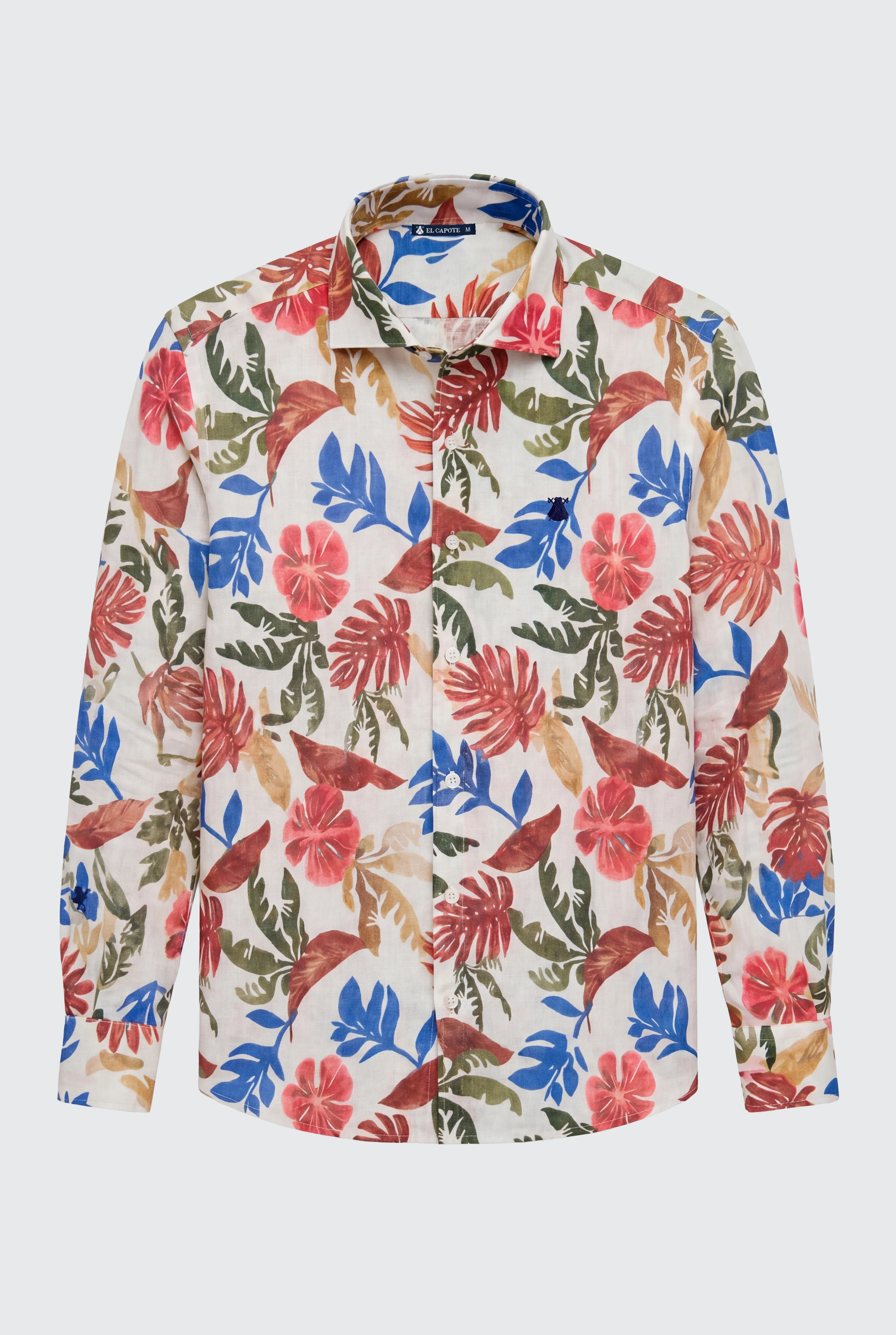 Camisa Blanca Tropical Lino Hombre - Image 2