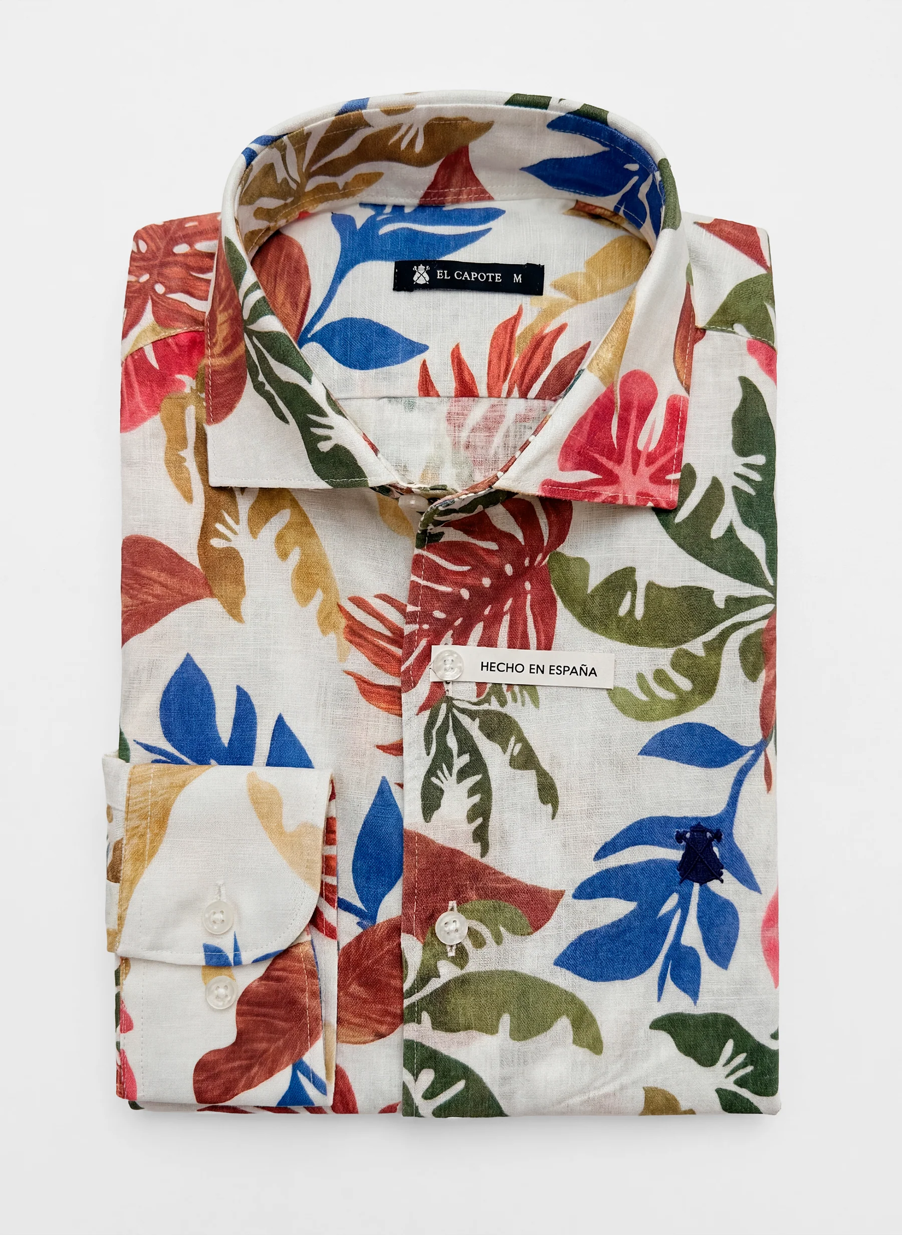 Camisa Blanca Tropical Lino Hombre - Image 3