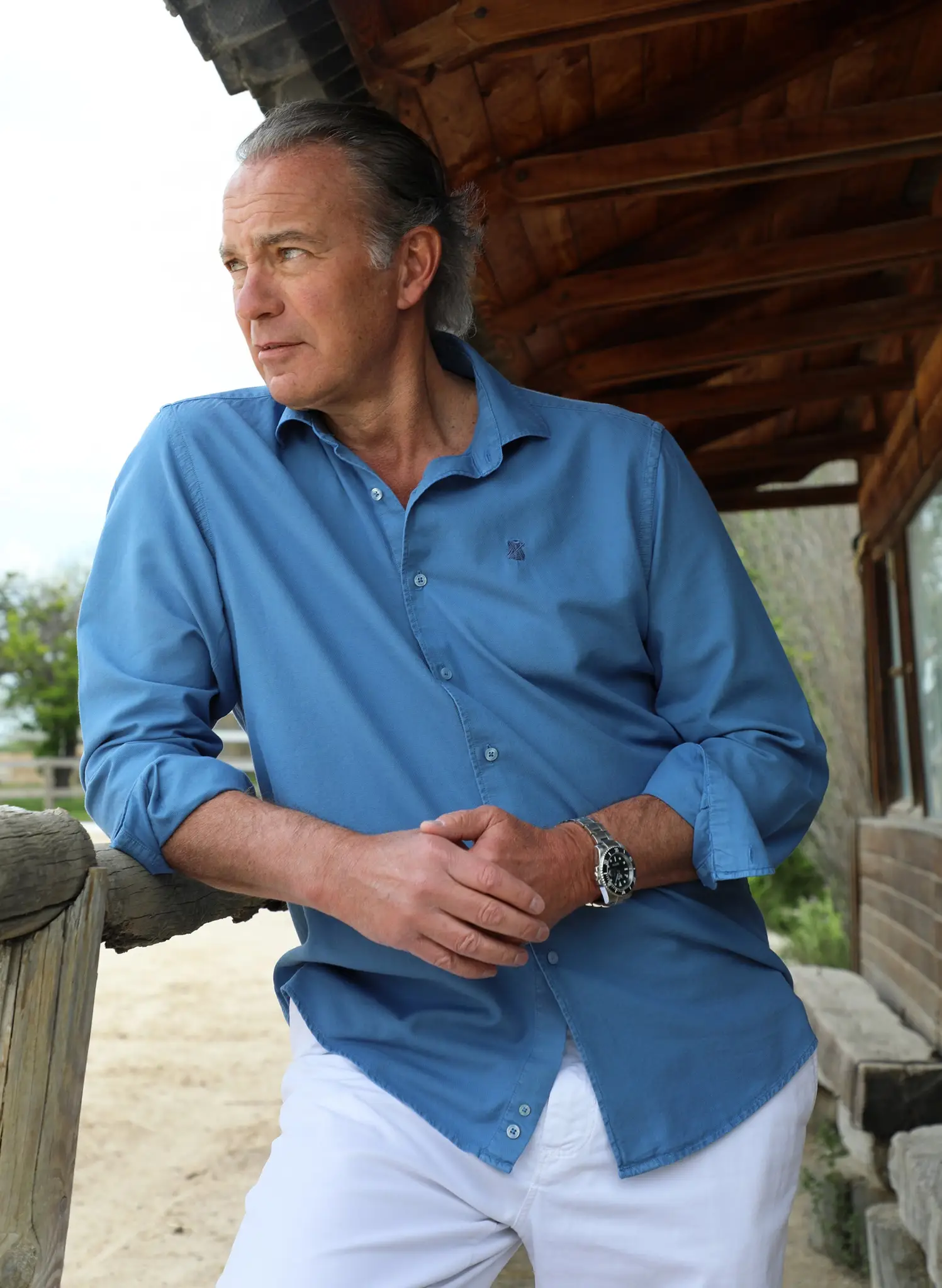 Camisa Azul Celeste Nido de Abeja Hombre - Image 2