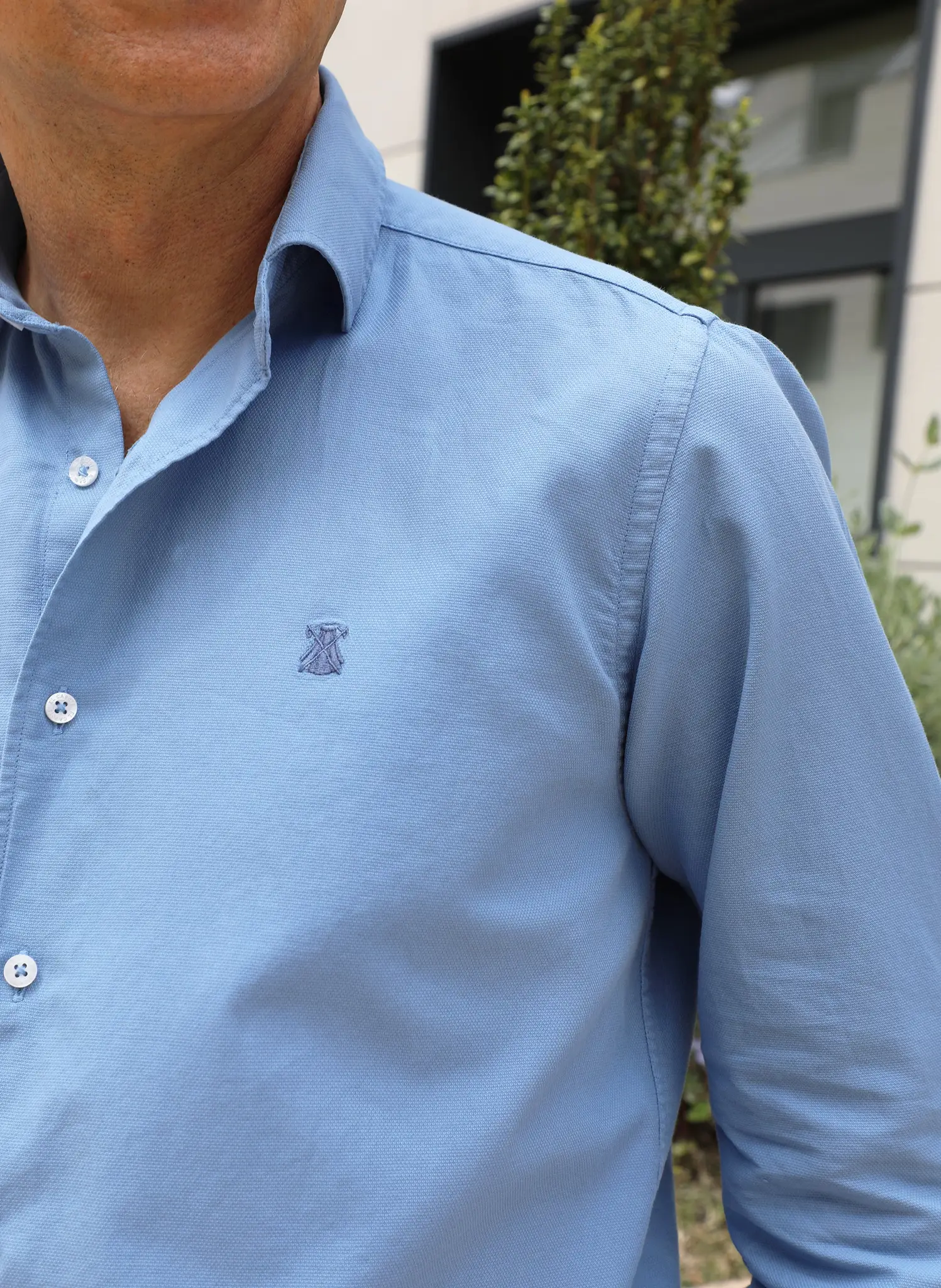 Camisa Azul Celeste Nido de Abeja Hombre - Image 3