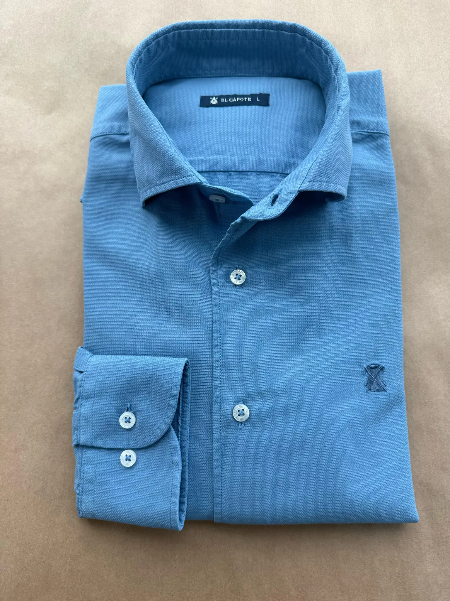 Camisa Azul Celeste Nido de Abeja Hombre - Image 6
