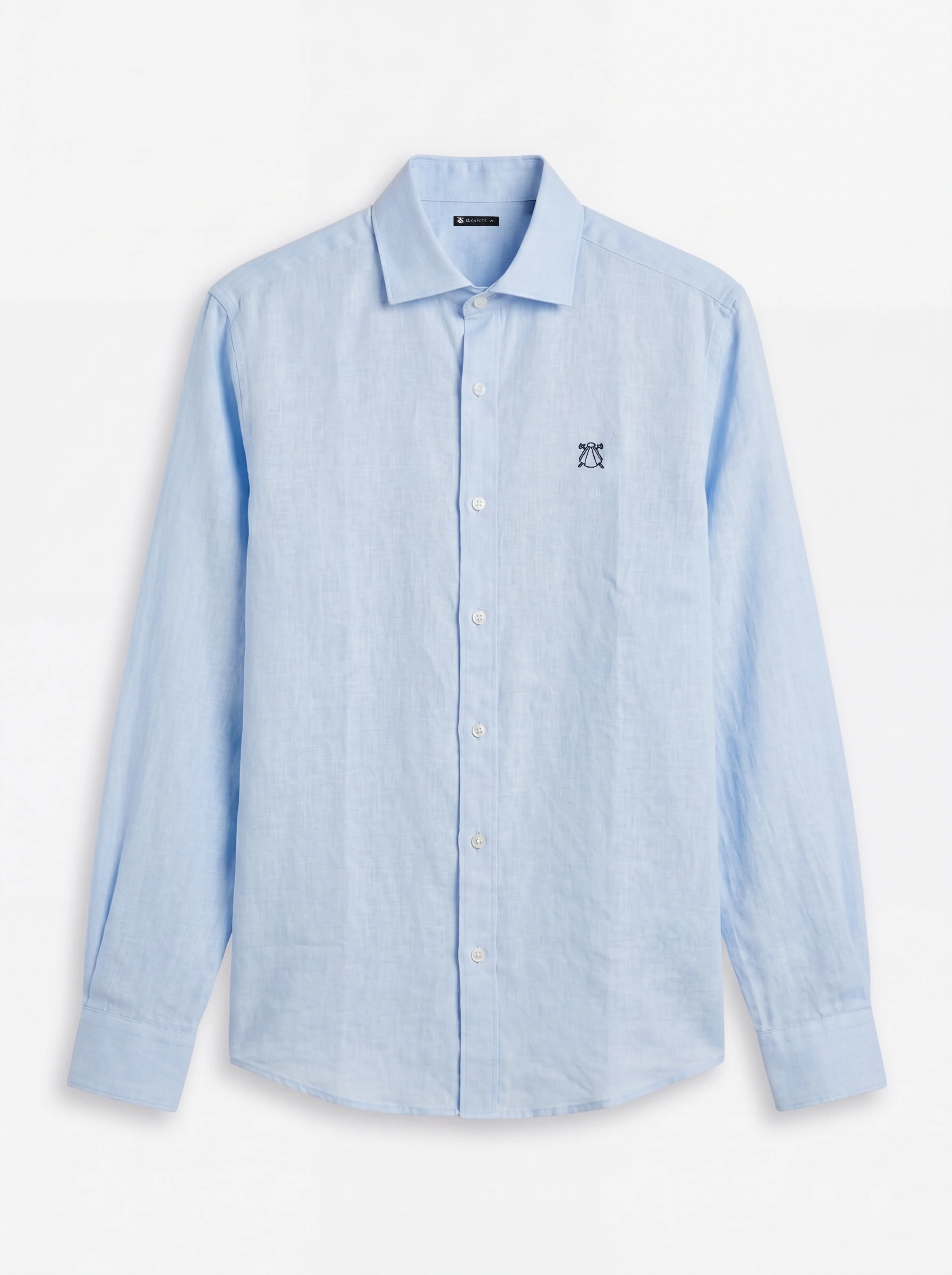 Camisa Celeste Claro Lino Hombre - Image 2