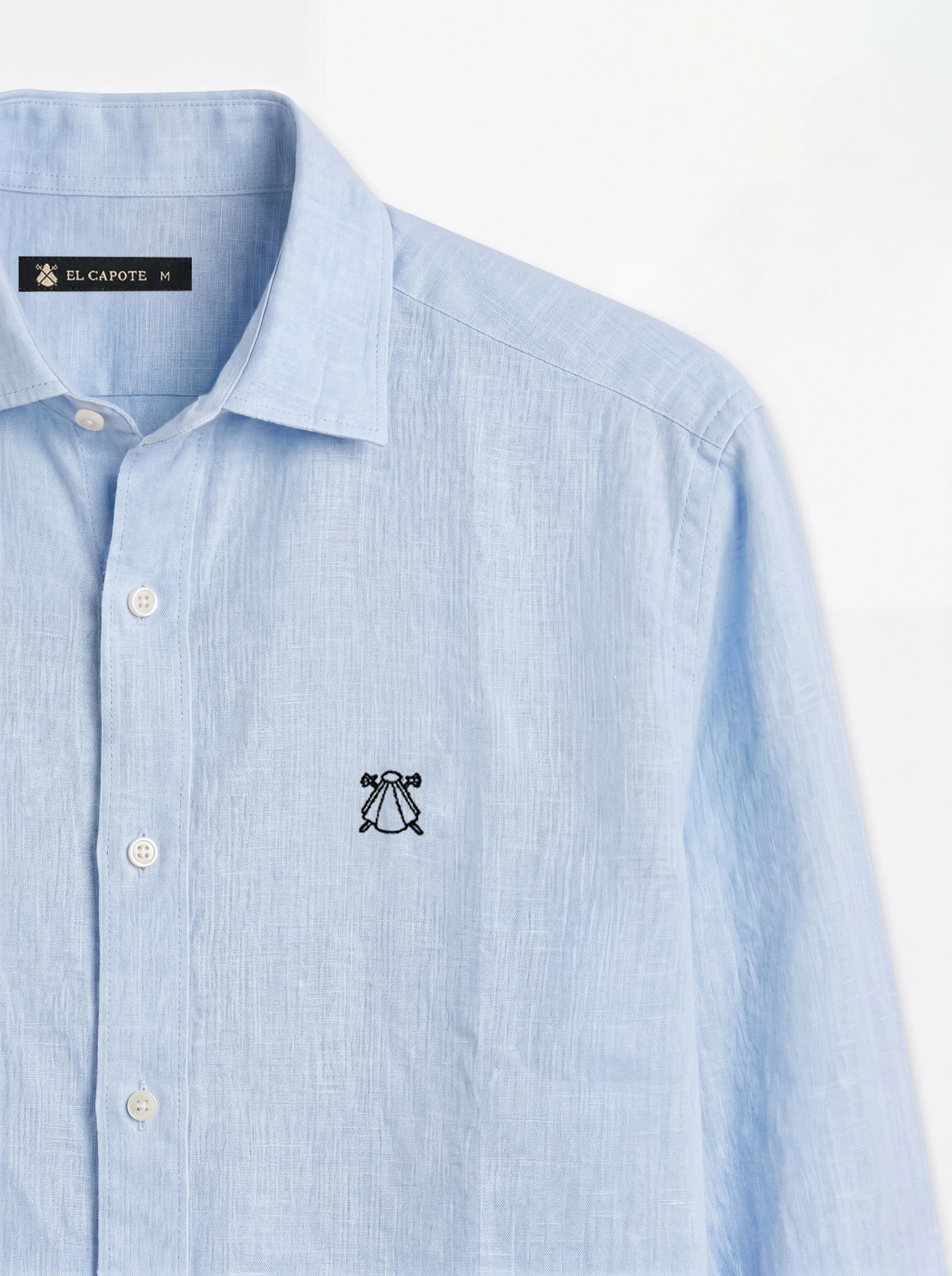 Camisa Celeste Claro Lino Hombre - Image 4