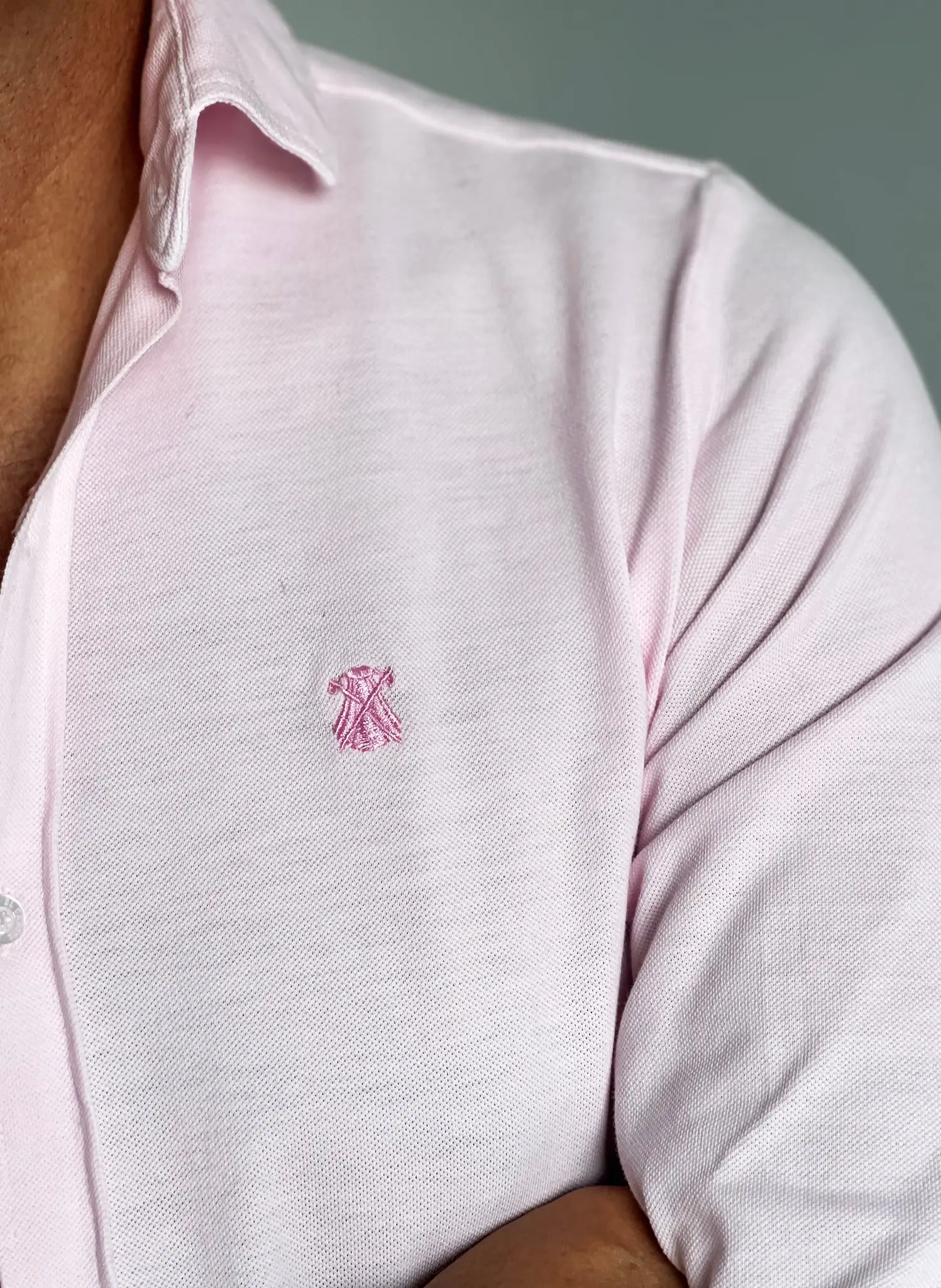 Camisa Rosa Piqué Fino Hombre - Image 3