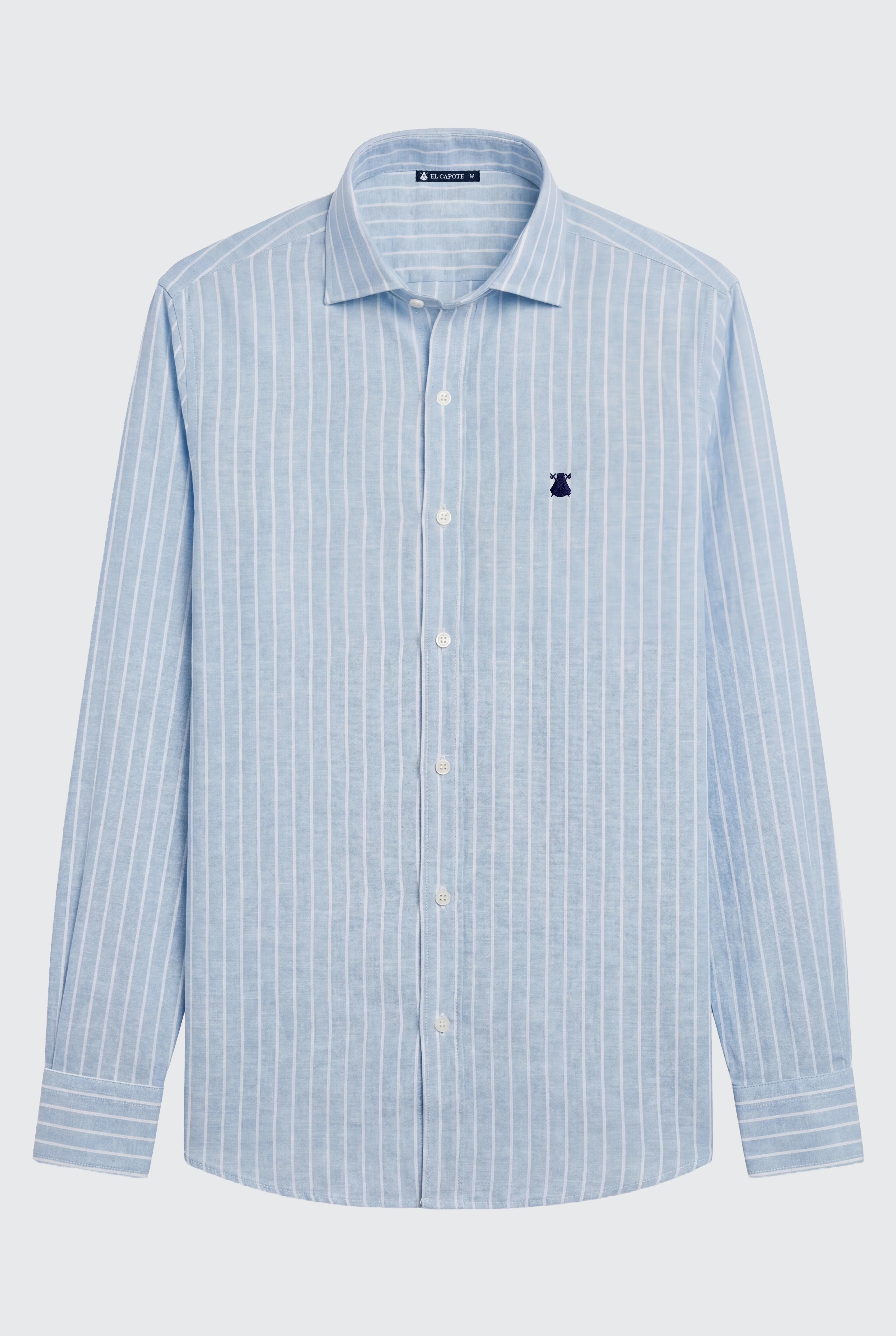 Camisa Celeste Raya Blanca Hombre - Image 2