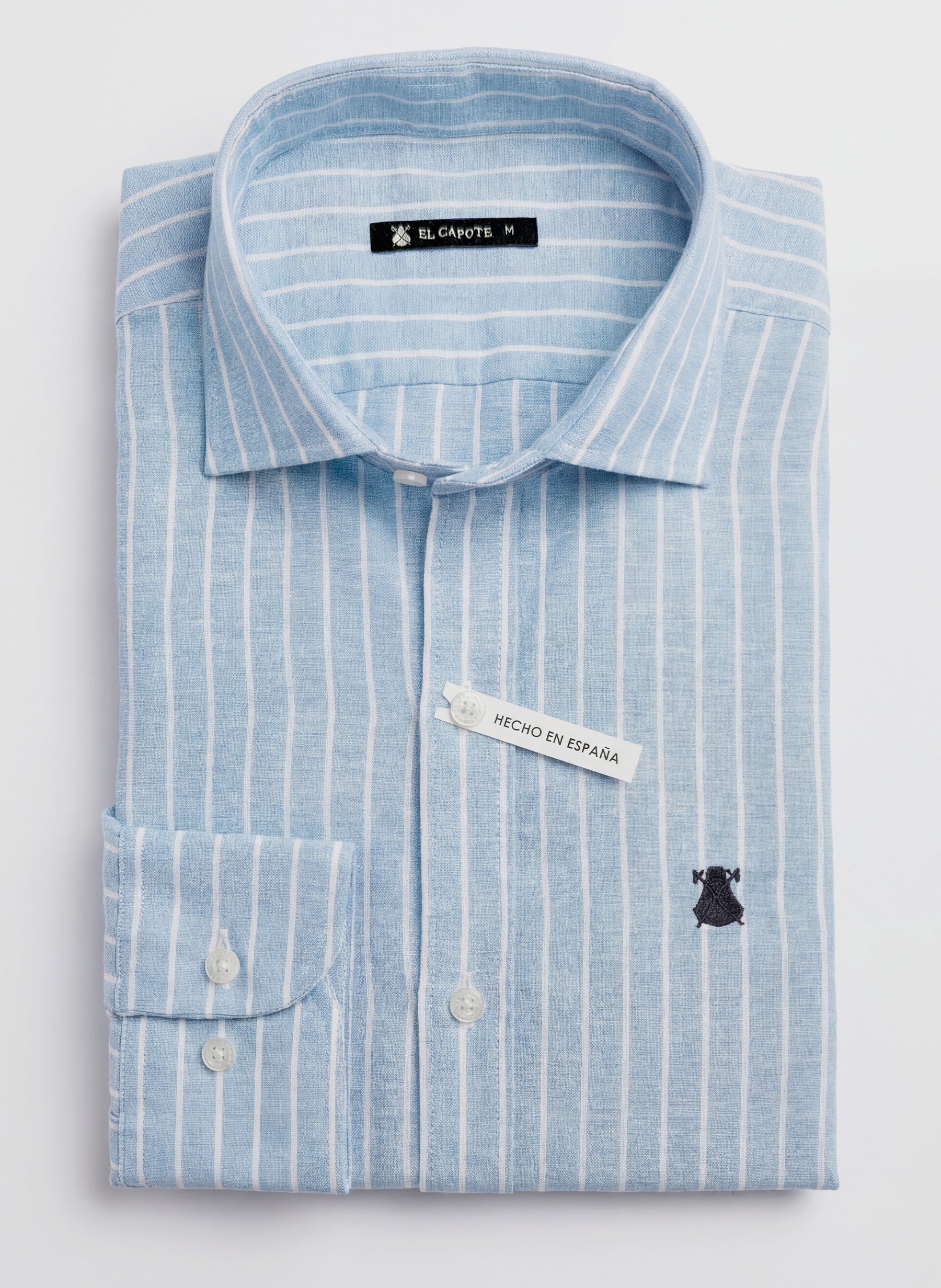 Camisa Celeste Raya Blanca Hombre - Image 3