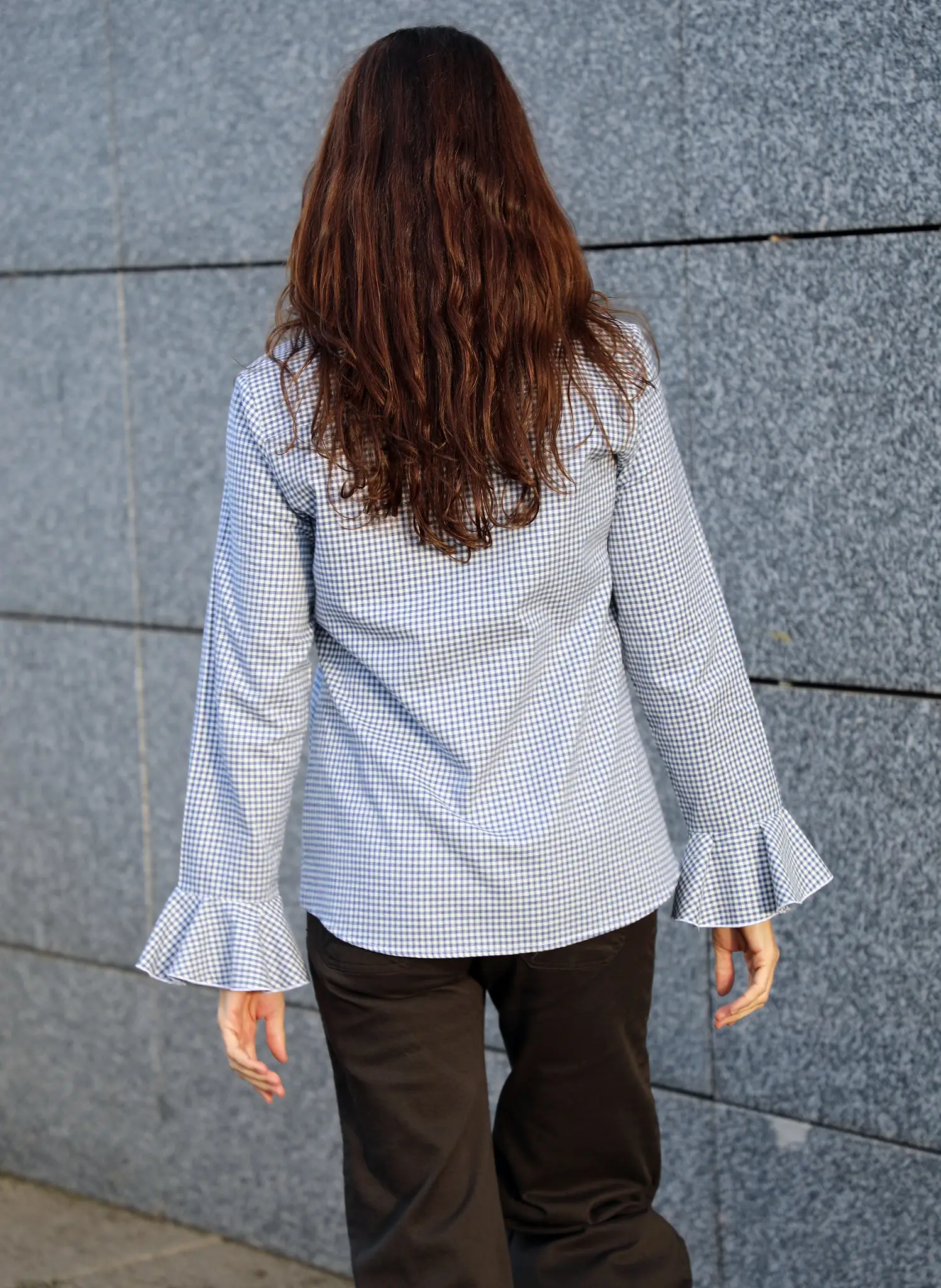 Camisa Cuadro Vichy Azul Villela Volantes - Image 6