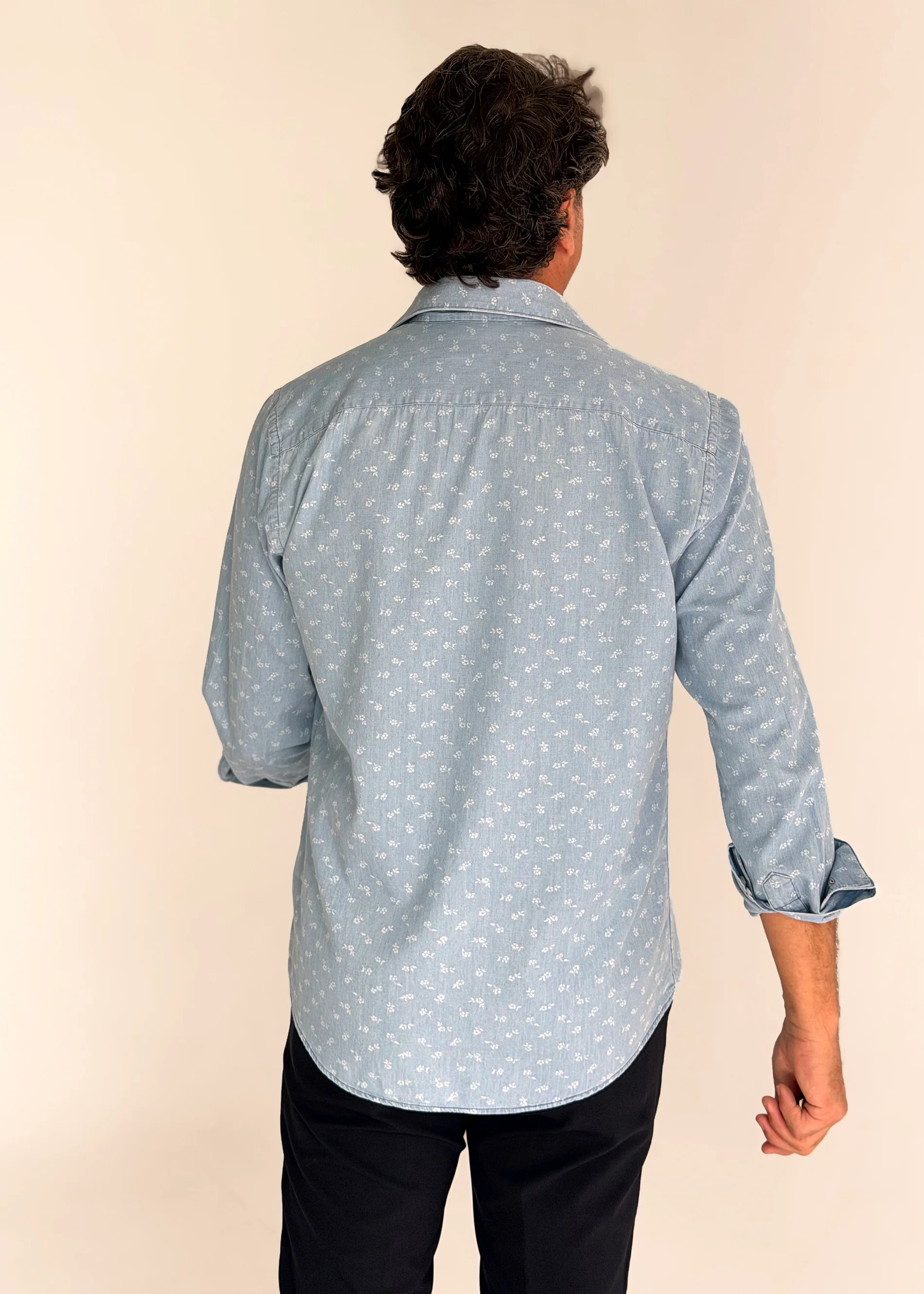 Camisa Denim Clara Estampada Hombre - Image 3