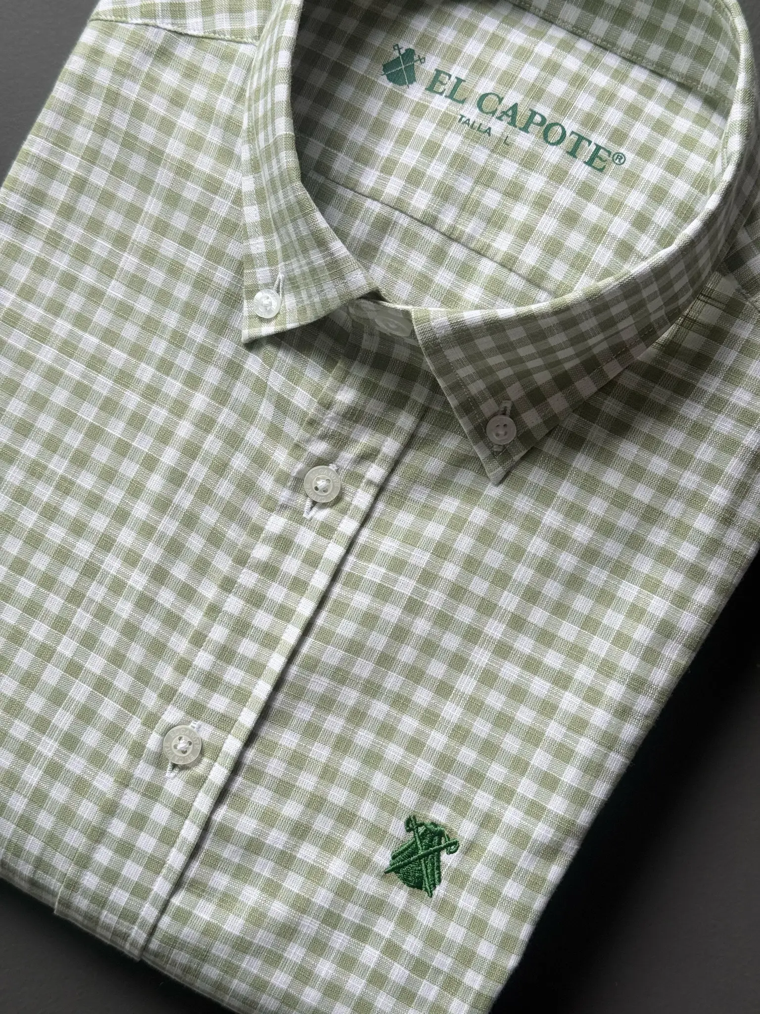 Camisa Vichy Cuadro Verde Hombre - Image 3