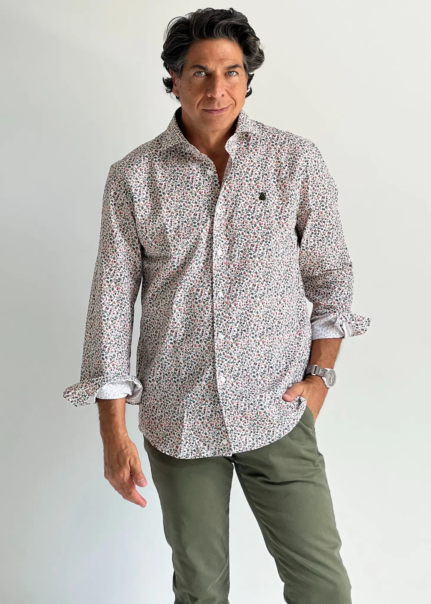 Camisa Estampada Florecitas Verdes Hombre - Image 2