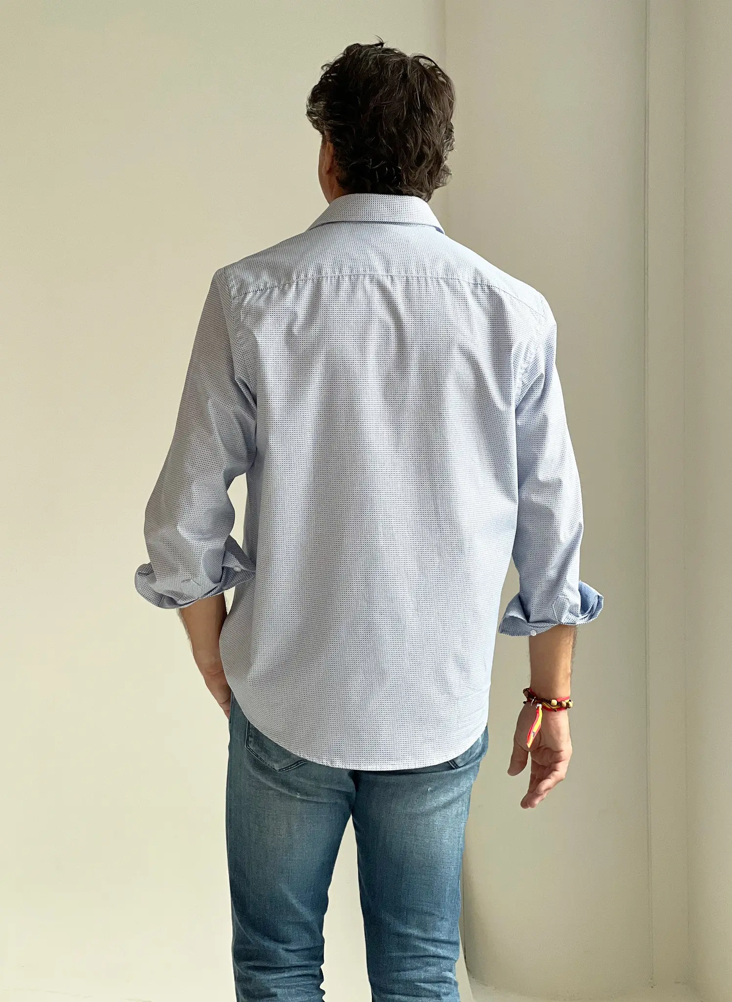 Camisa Estampada Topos Azules Hombre - Image 5