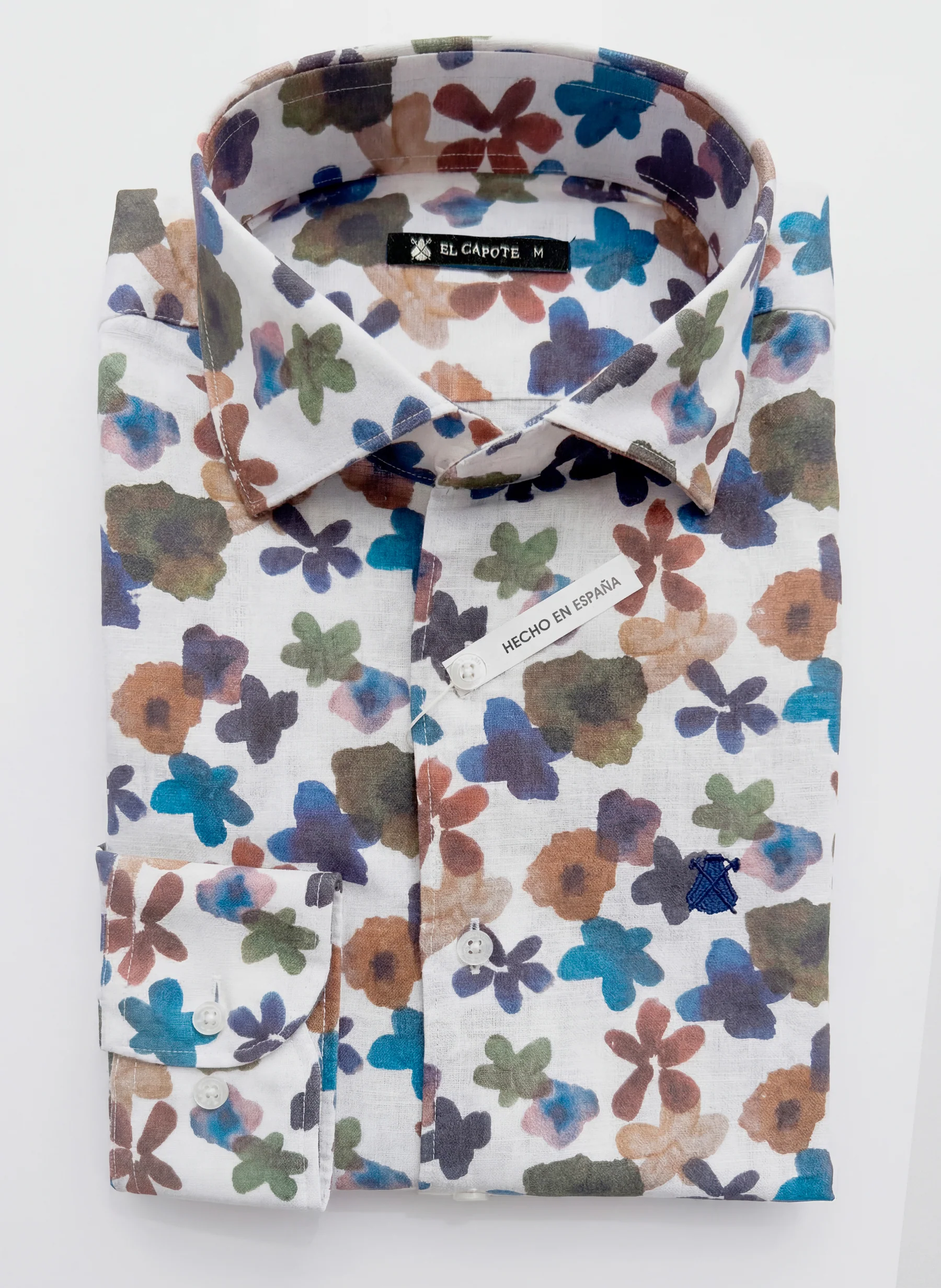 Camisa Flores Marrones Lino Hombre - Image 2
