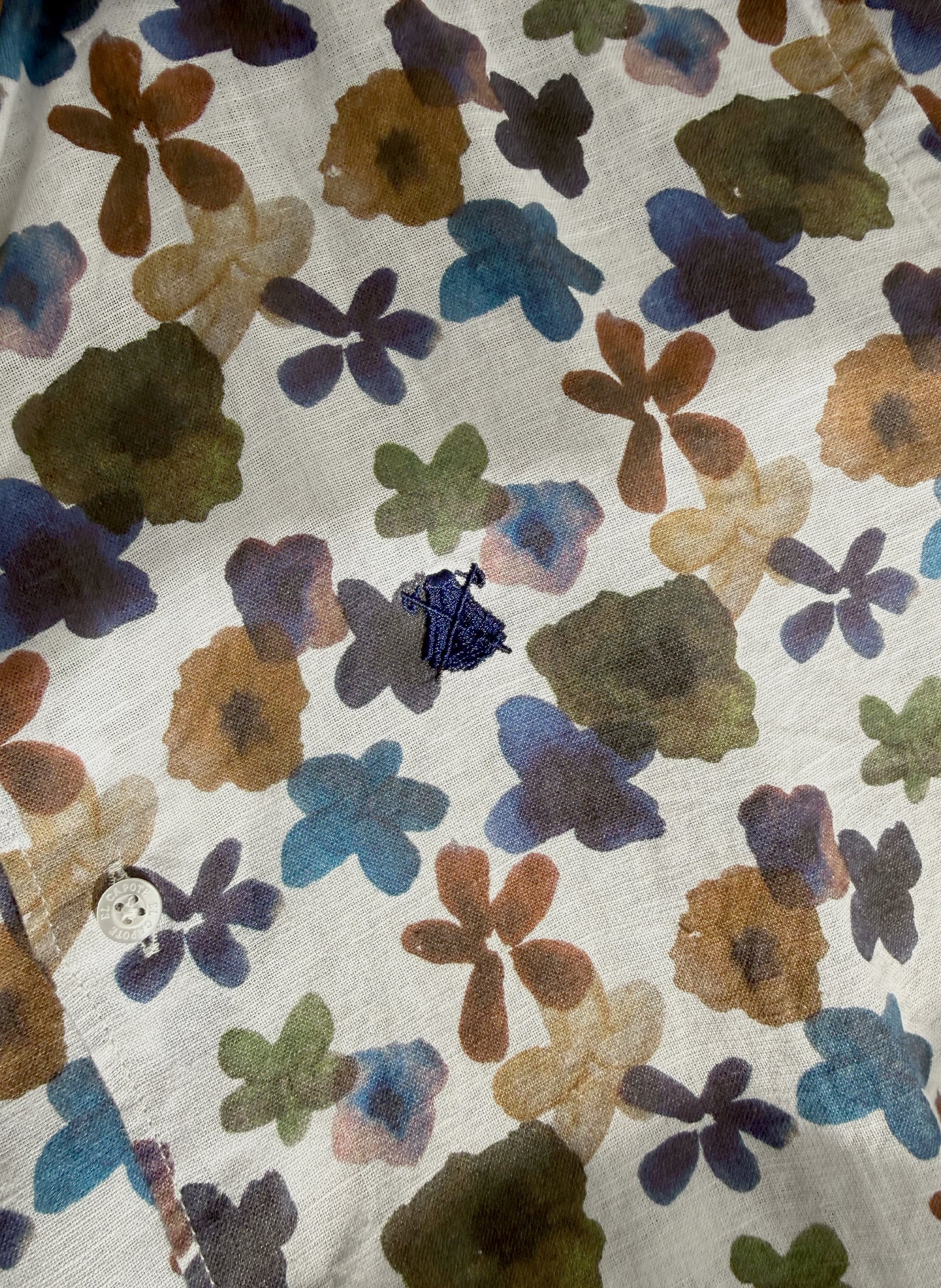 Camisa Flores Marrones Lino Hombre - Image 3