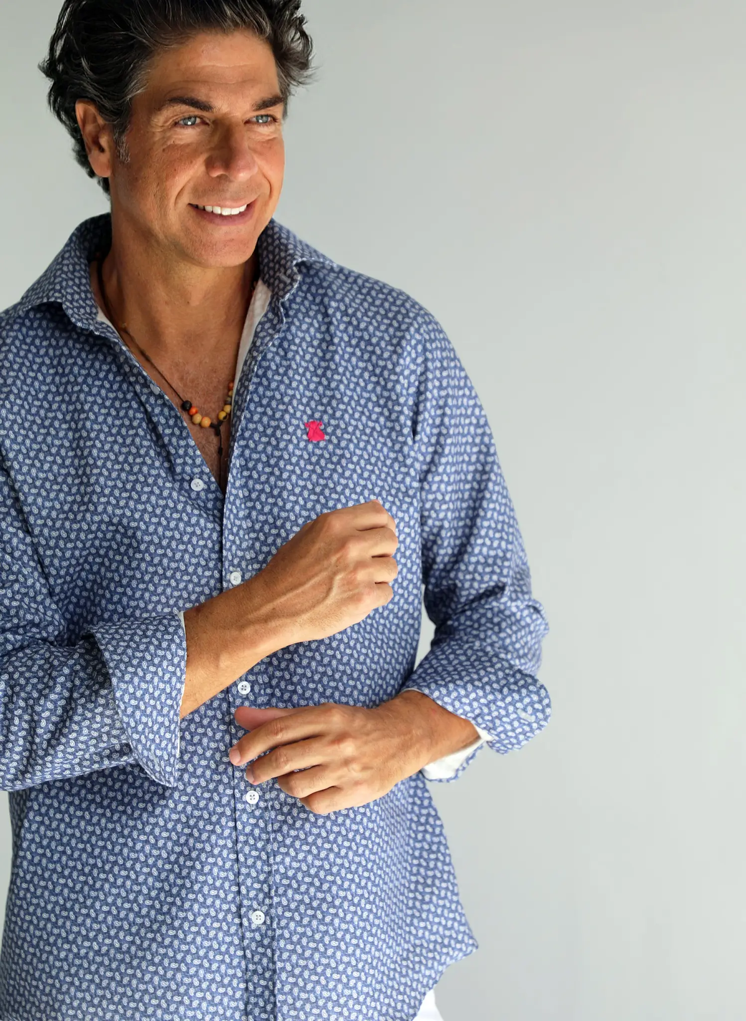 Camisa Azul Estampado Cachemir Hombre - Image 7