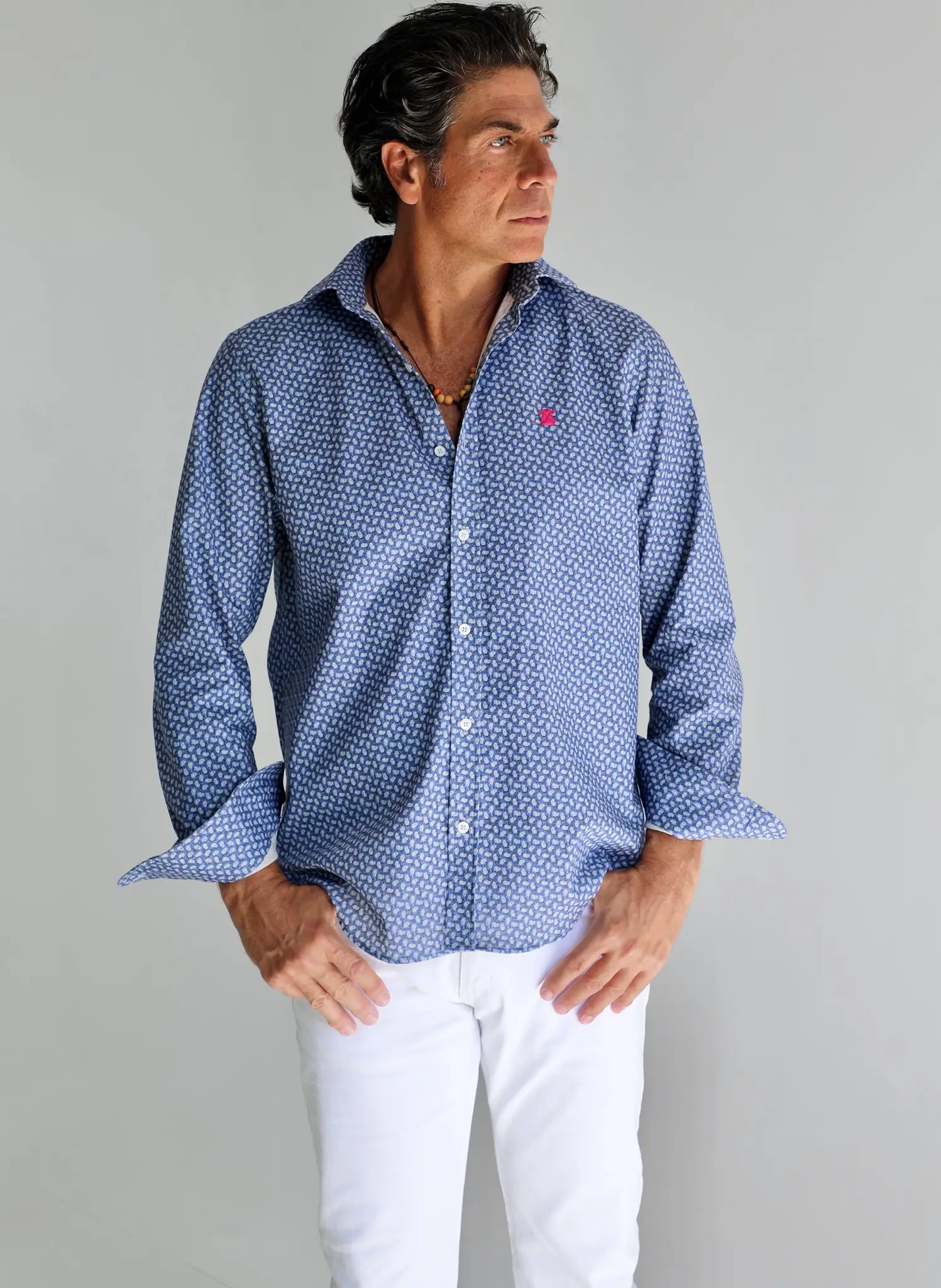 Camisa Azul Estampado Cachemir Hombre - Image 8