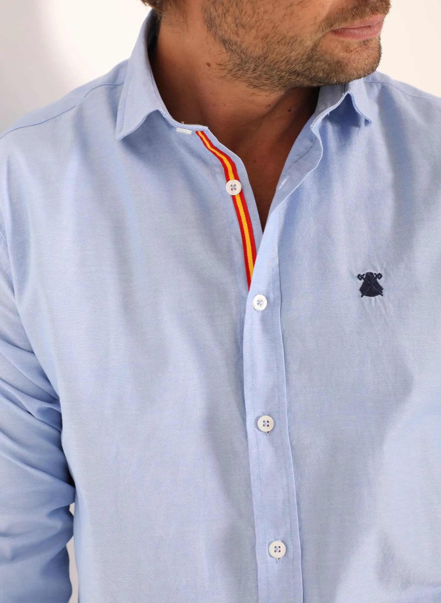 Camisa Hombre Azul Oxford Cinta España - Image 2