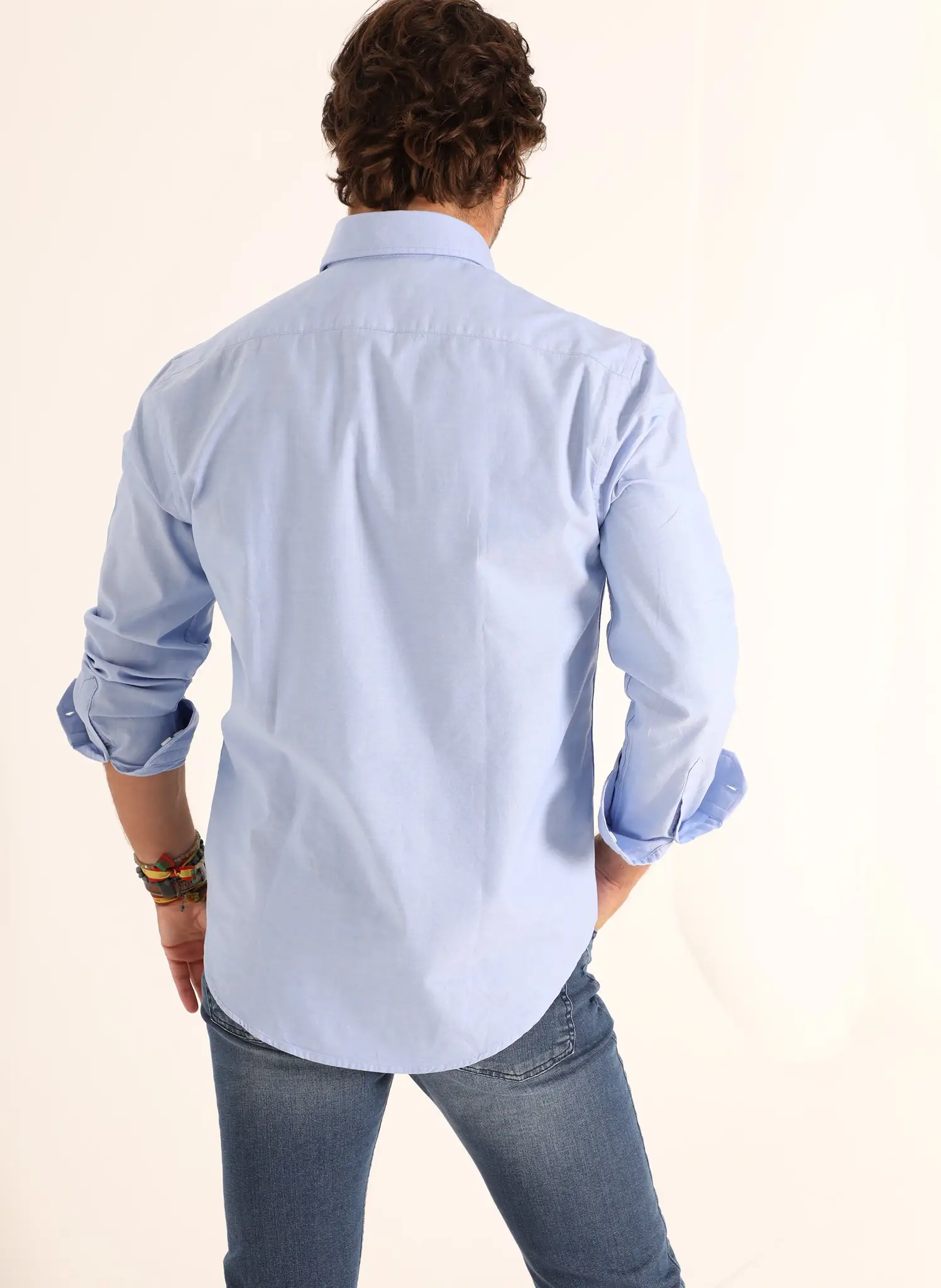 Camisa Hombre Azul Oxford Cinta España - Image 3