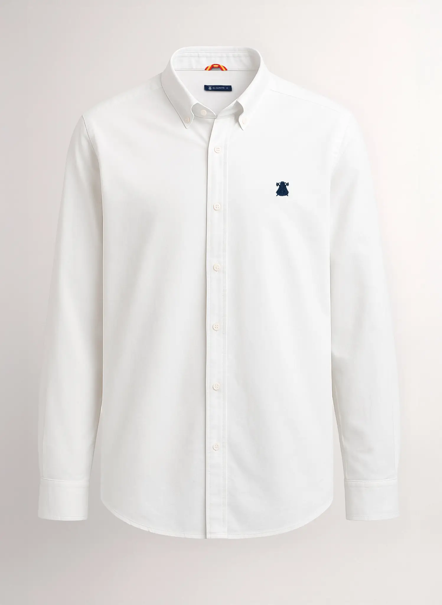 Camisa Hombre Sarga Blanca Cuello Botón Capote Azul - Image 2