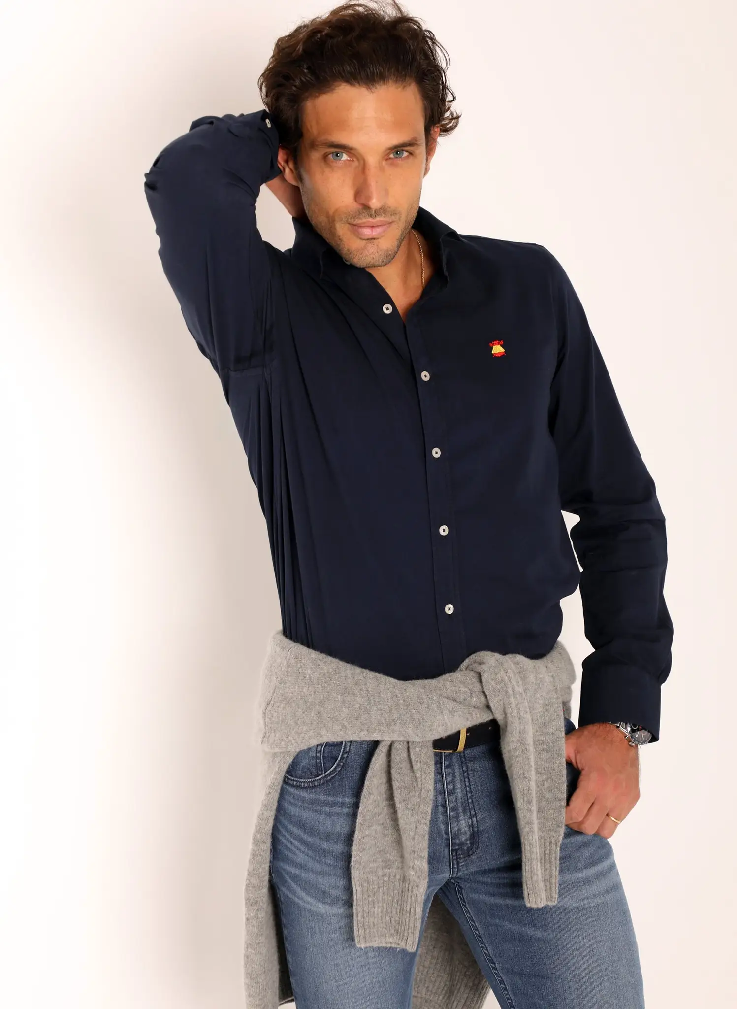 Camisa Sarga Marino Logo España Hombre - Image 2