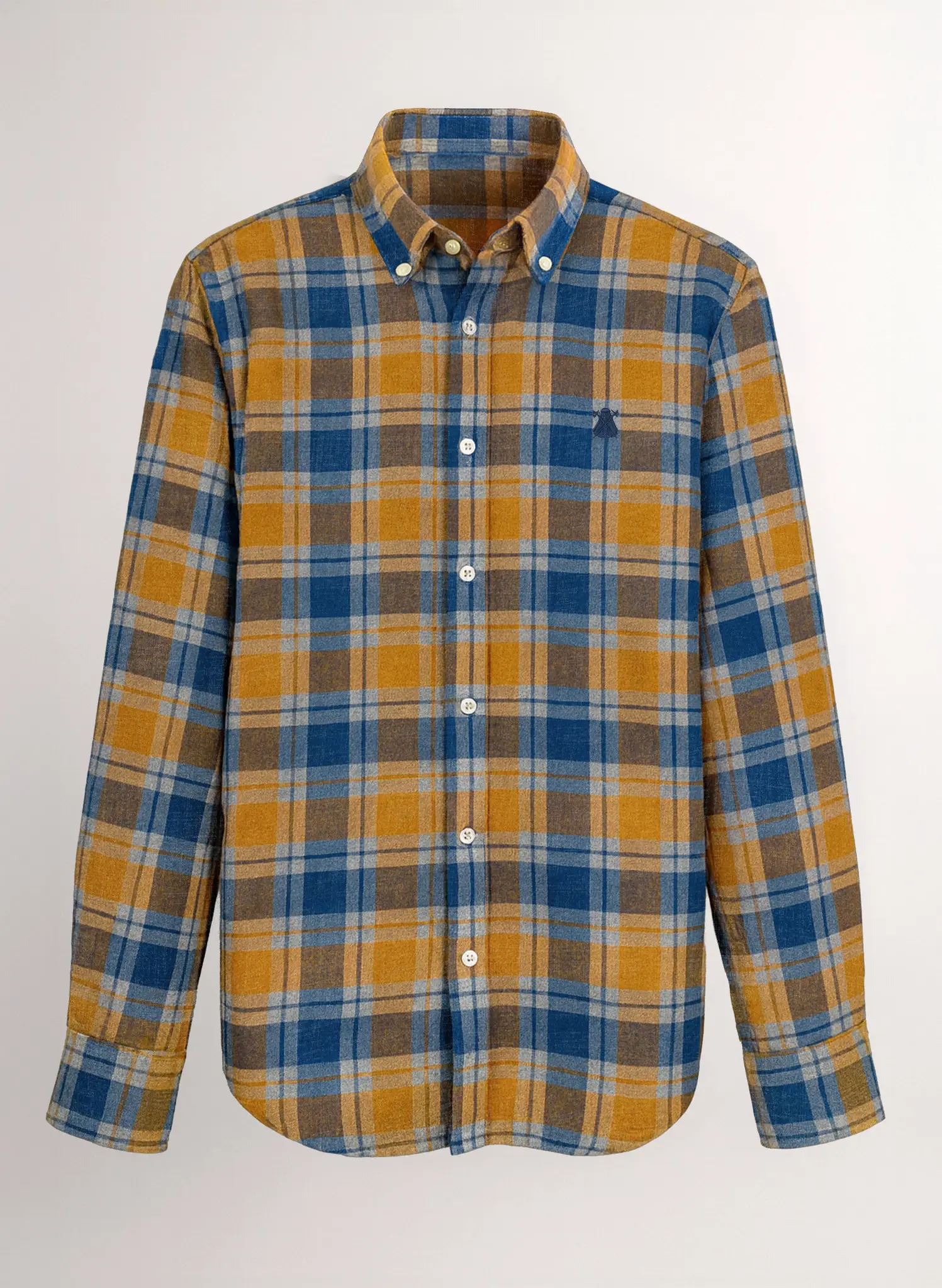 Camisa Villela Cuadros Azules/Mostaza Hombre - Image 2