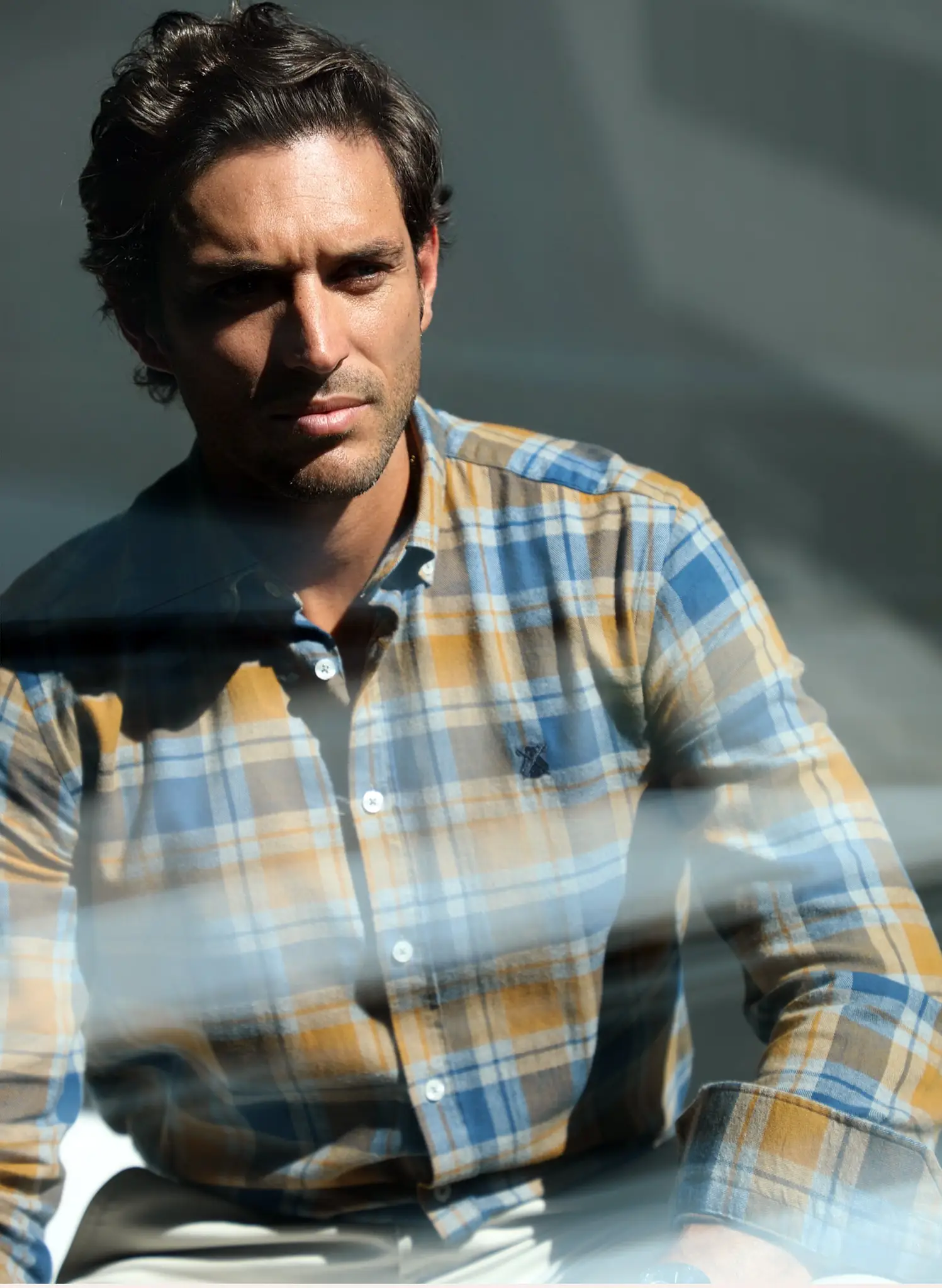 Camisa Villela Cuadros Azules/Mostaza Hombre - Image 4