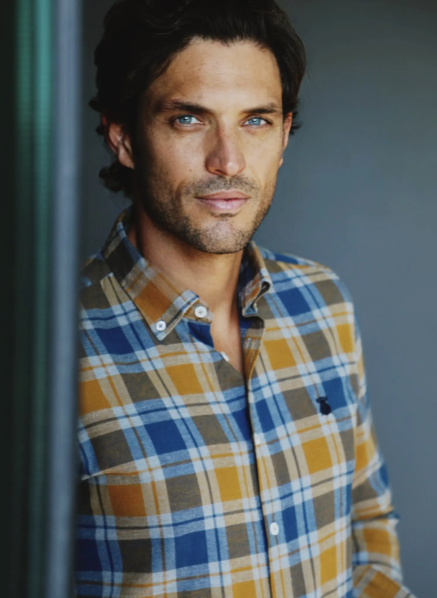 Camisa Villela Cuadros Azules/Mostaza Hombre - Image 5