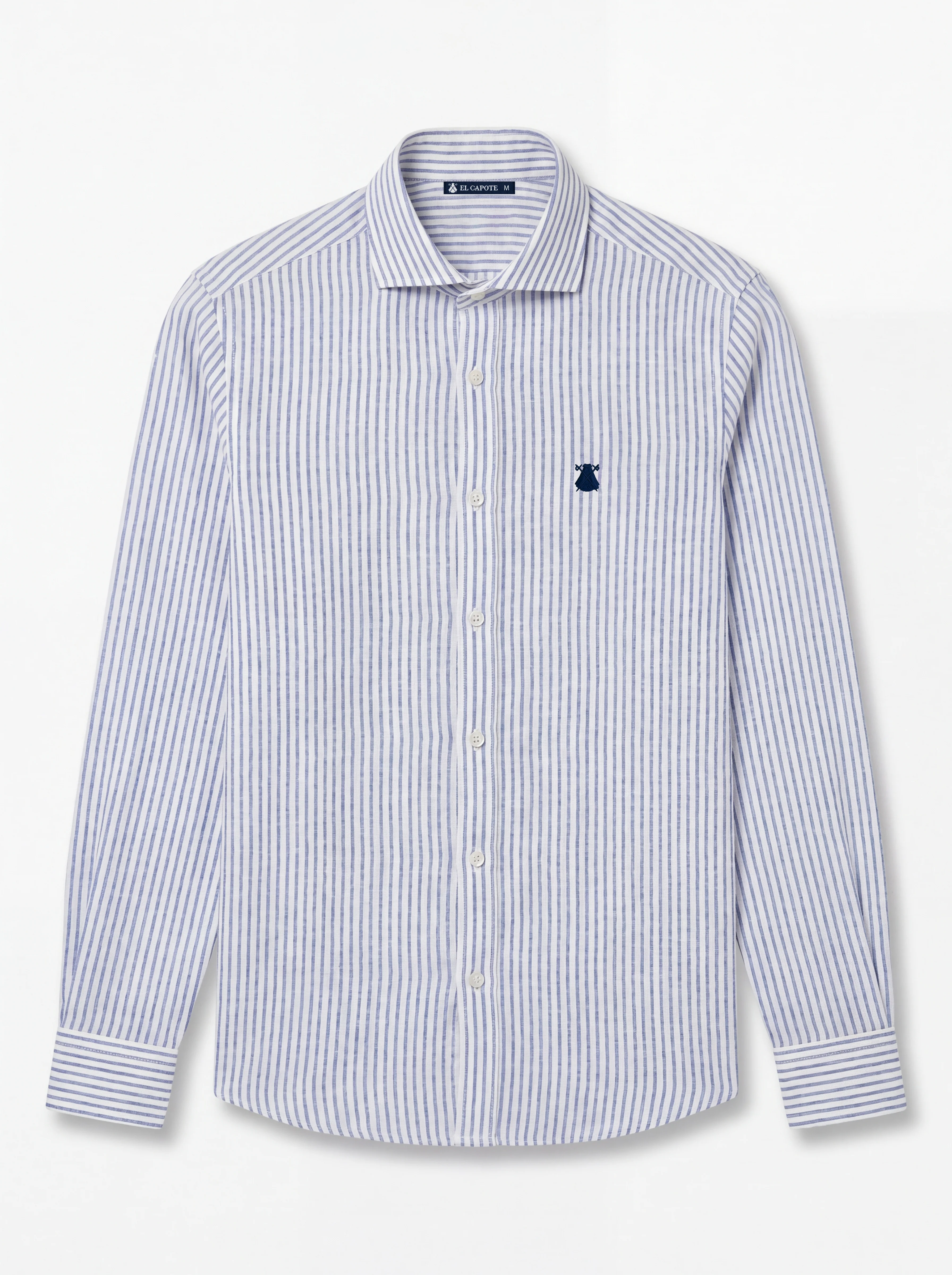 Camisa Lino Azul Rayas Hombre - Image 2