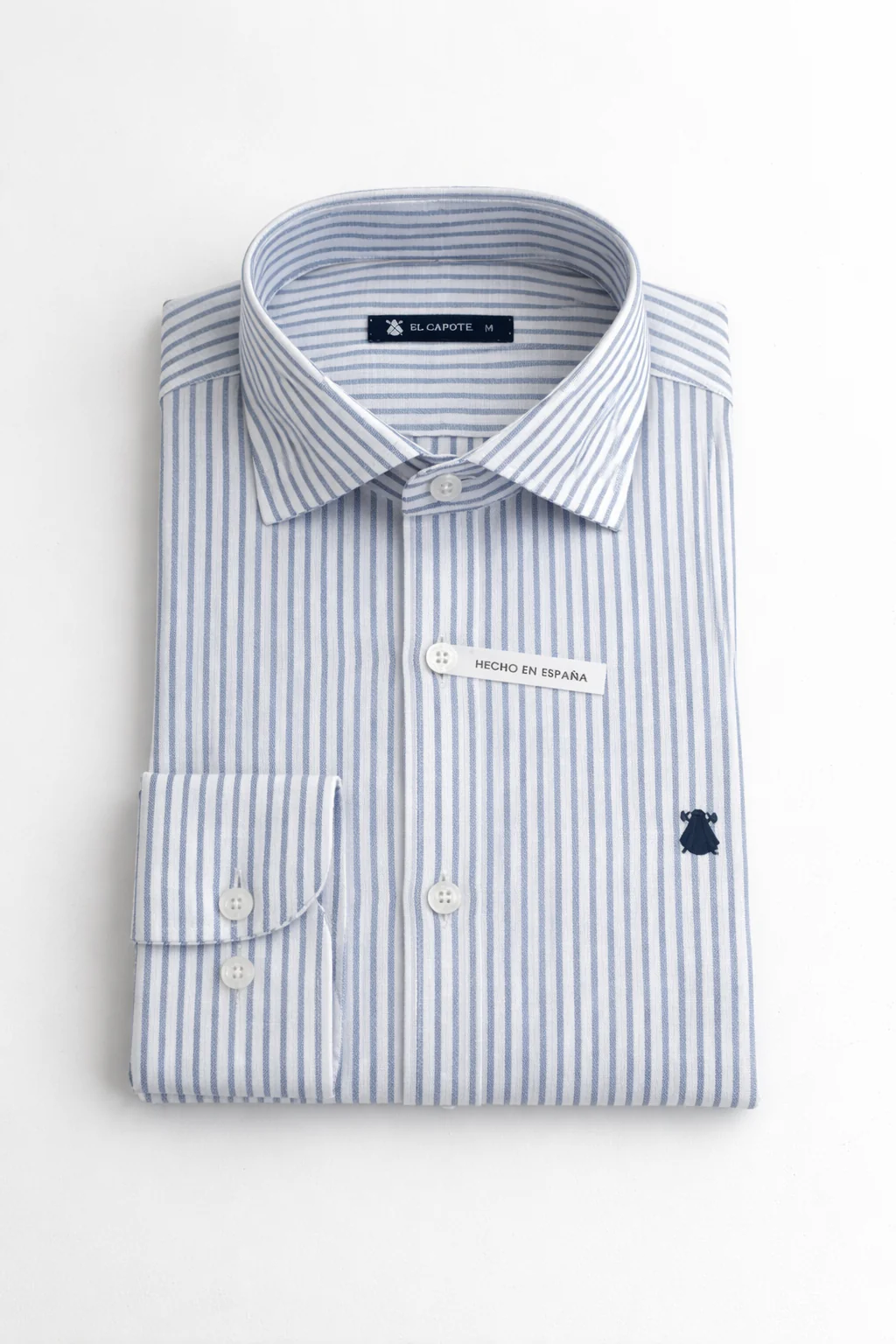 Camisa Lino Azul Rayas Hombre - Image 3
