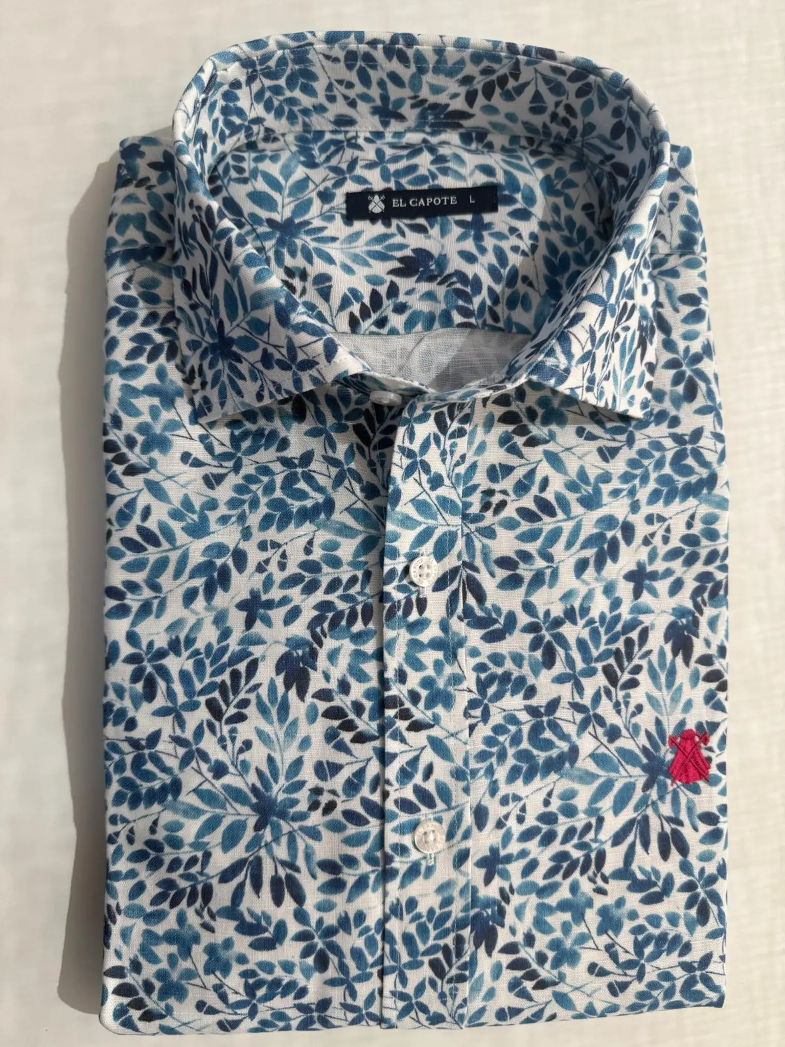 Camisa Estampada Hojas Azules Hombre - Image 2