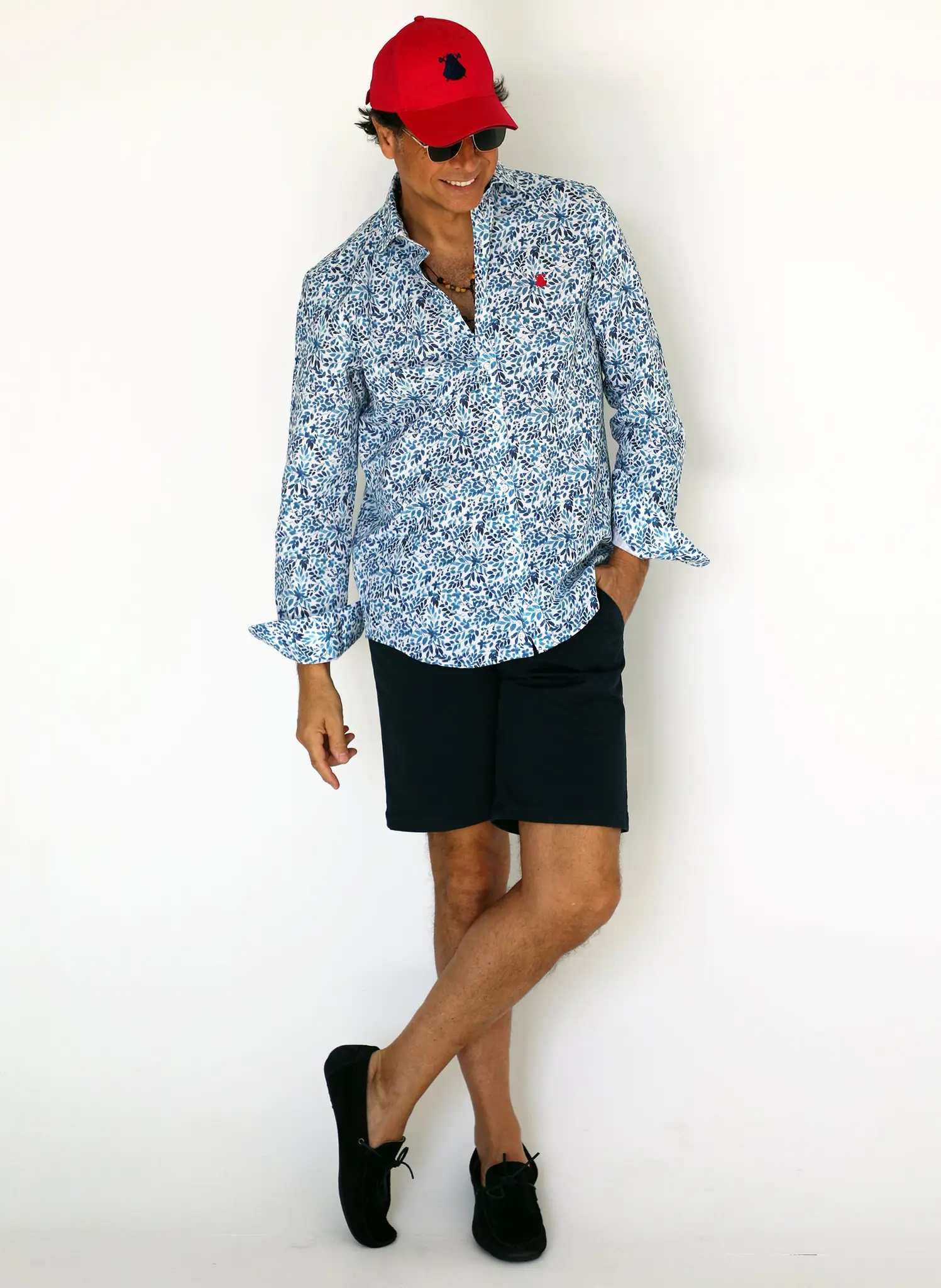 Camisa Estampada Hojas Azules Hombre - Image 3