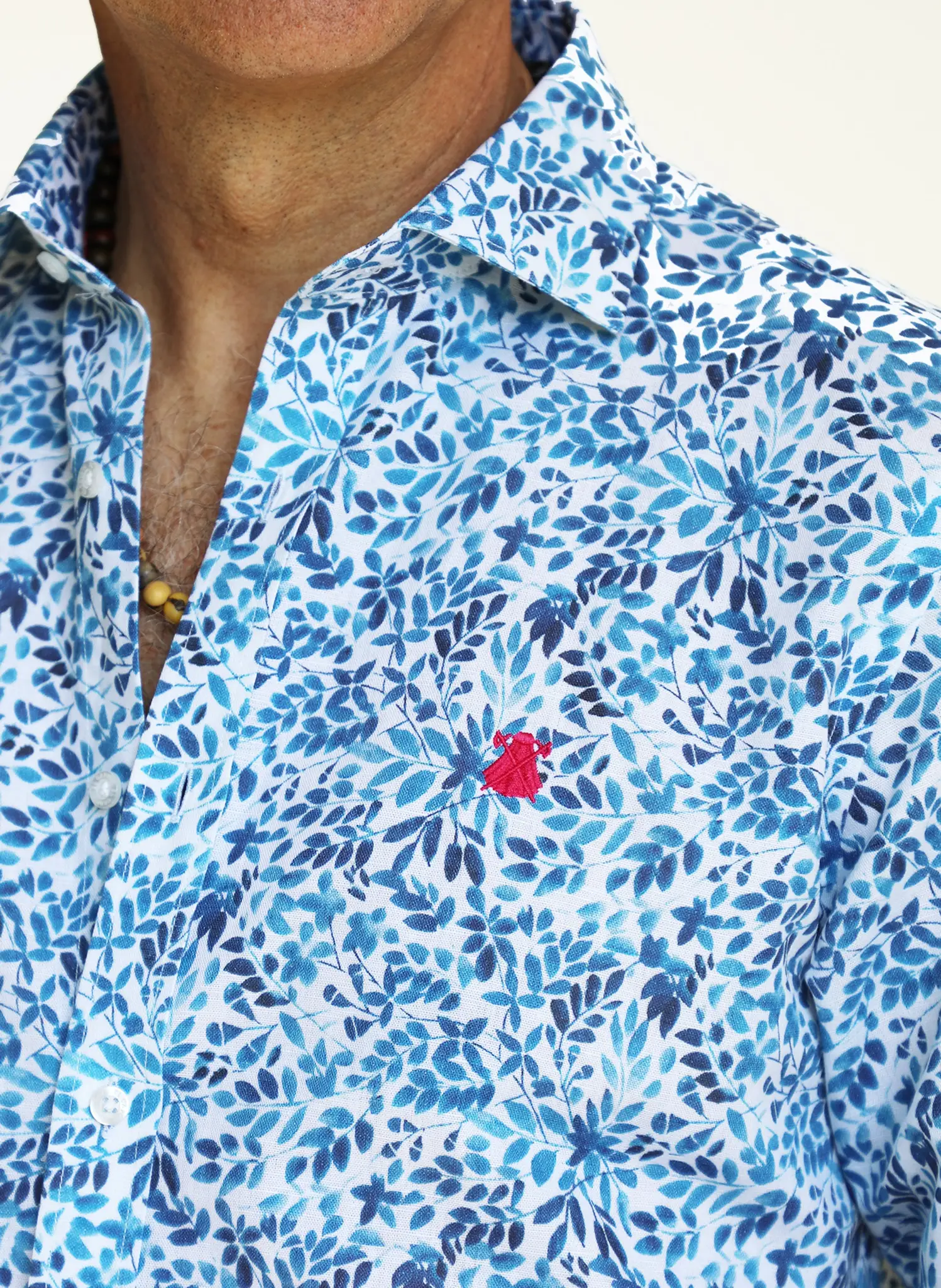 Camisa Estampada Hojas Azules Hombre - Image 4