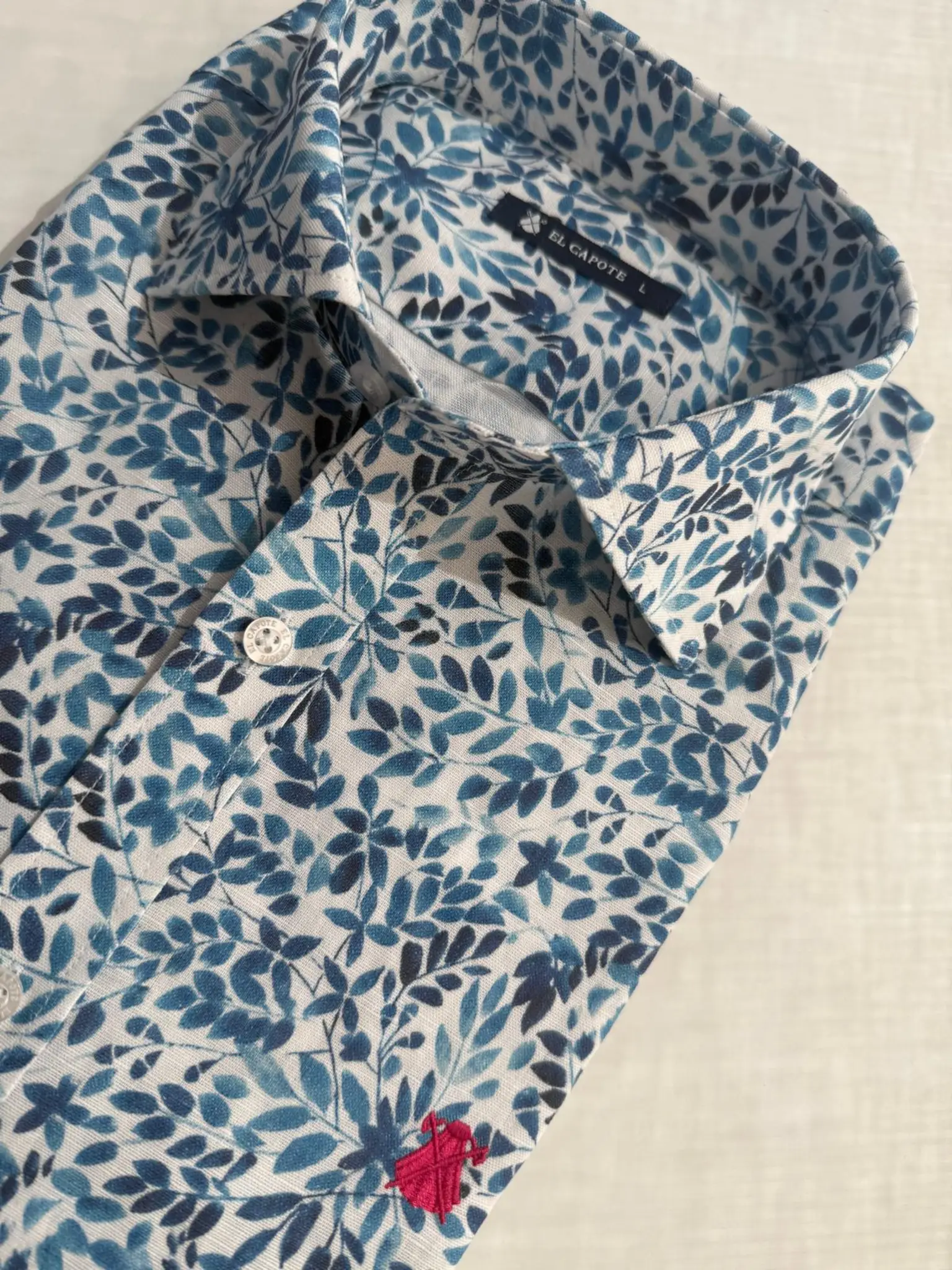 Camisa Estampada Hojas Azules Hombre - Image 6